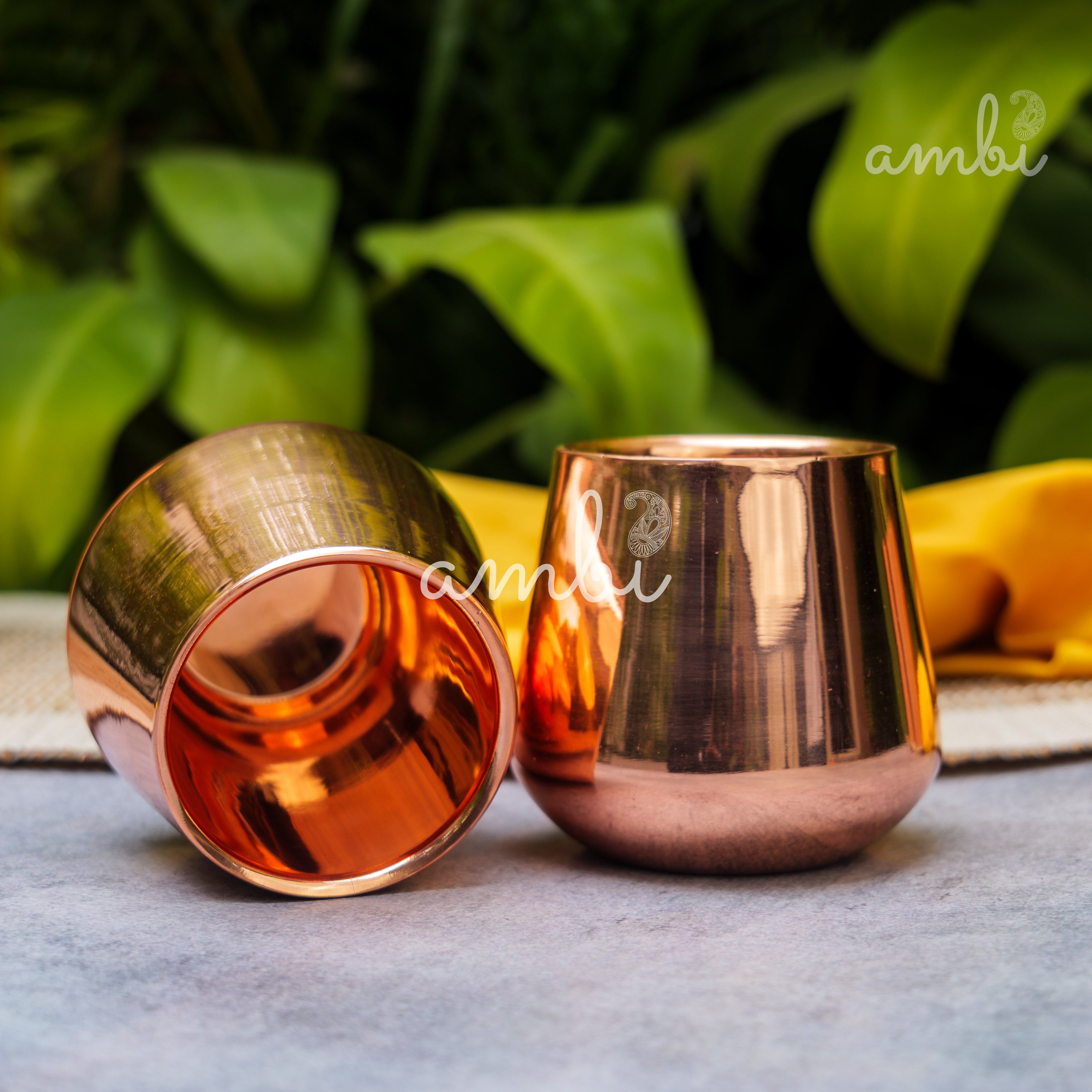 Ambi Handcrafted Copper Wellness Glass – 200 ml | Smooth Curved - Double Walled