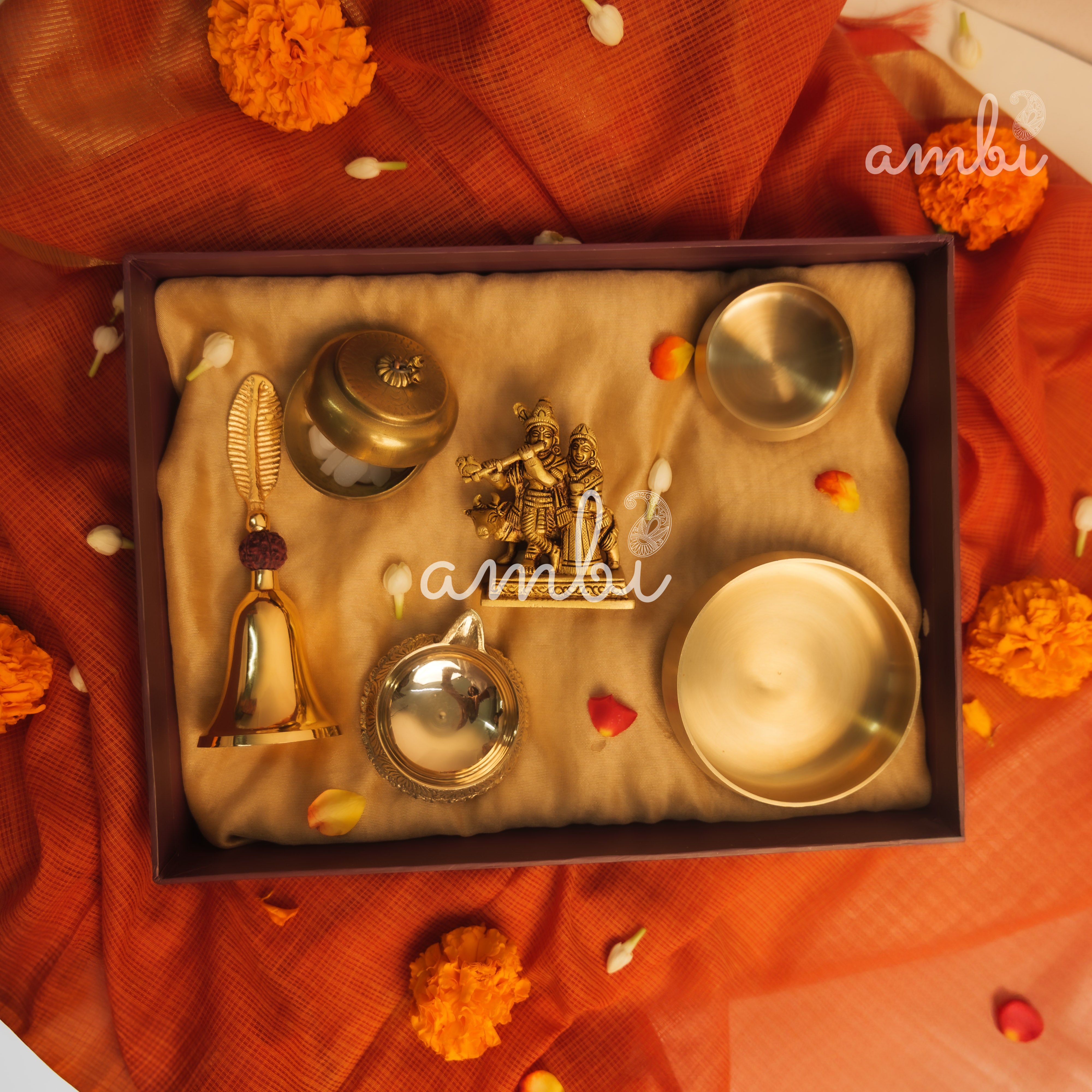 Pure Brass Radha Krishna Idol Giftbox