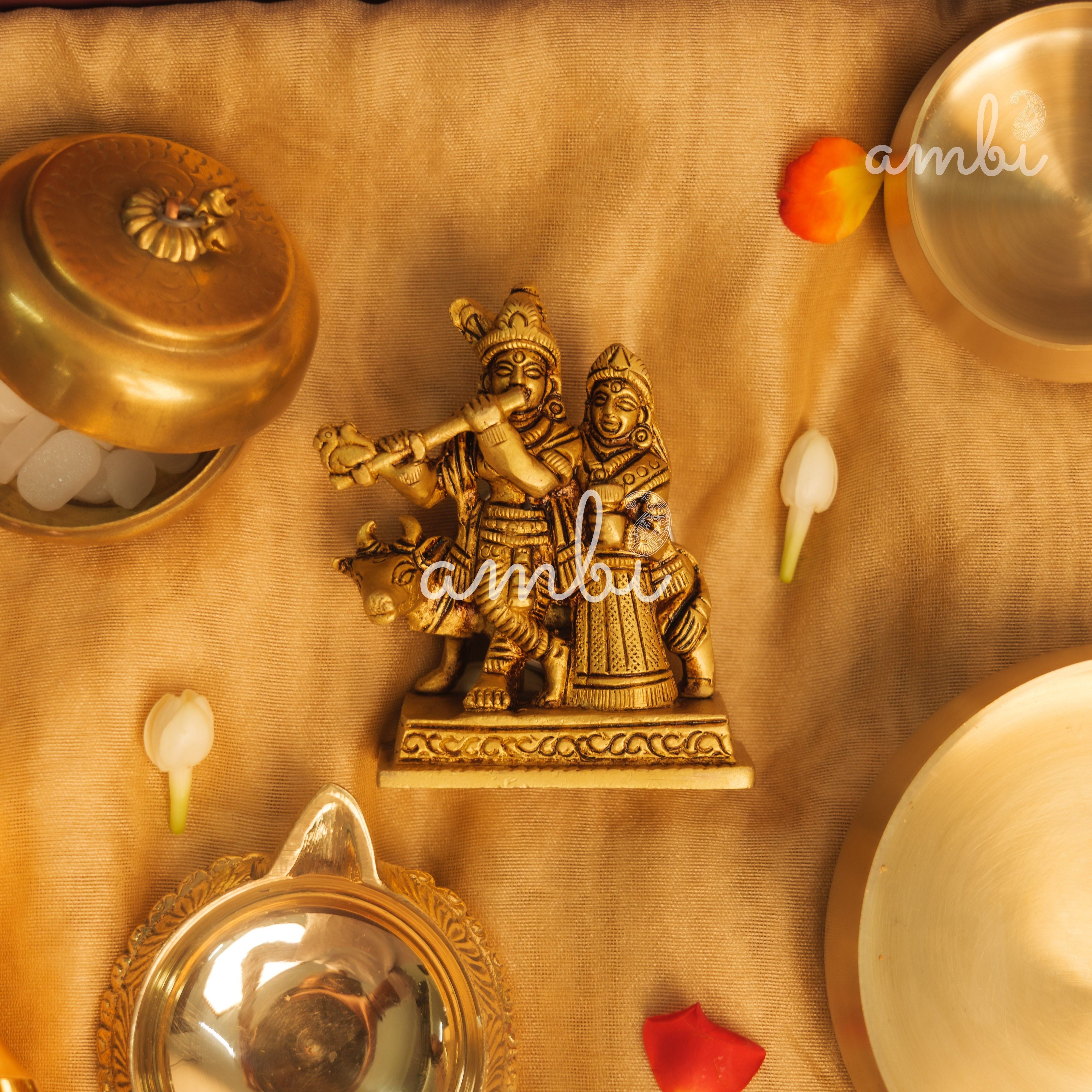 Pure Brass Radha Krishna Idol Giftbox