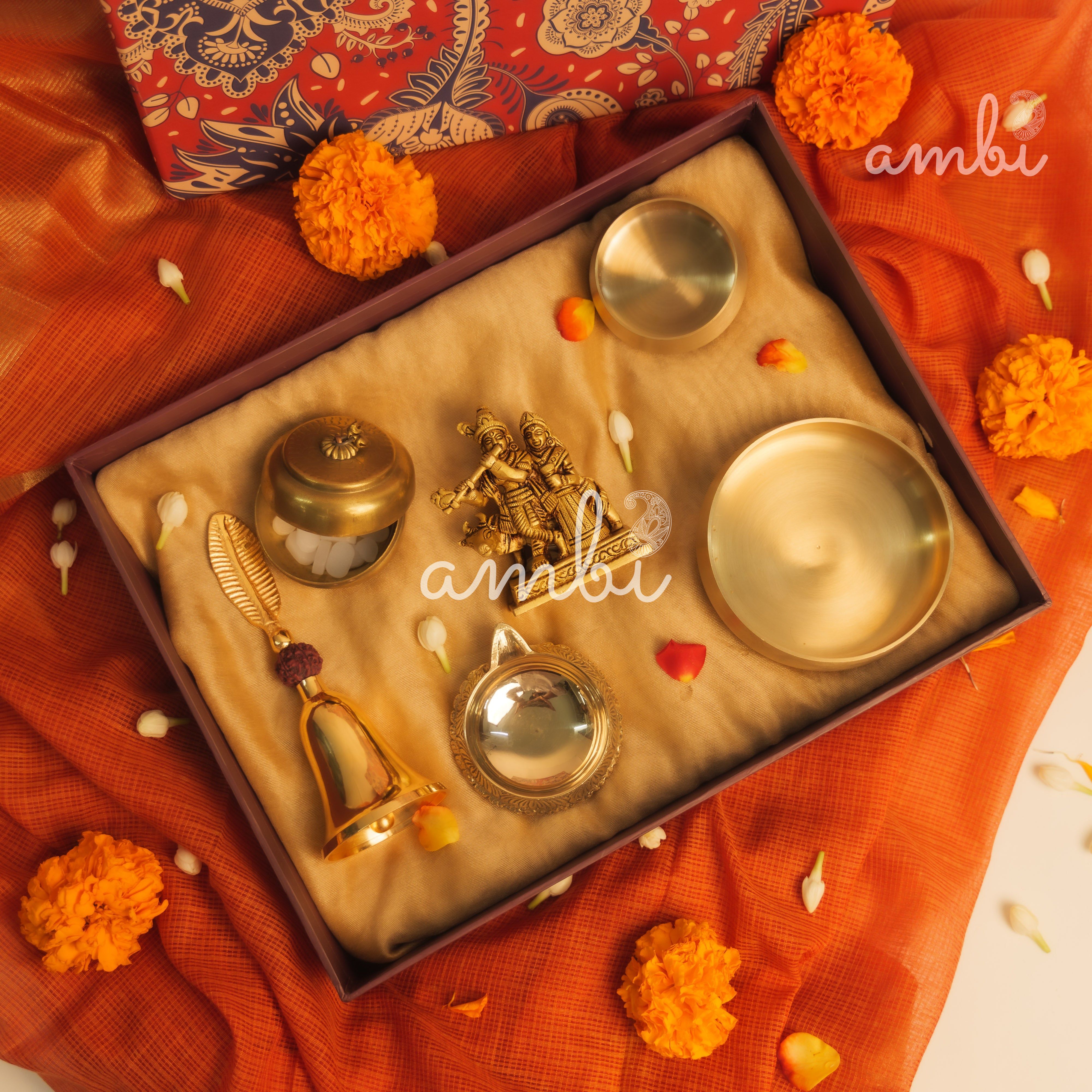 Pure Brass Radha Krishna Idol Giftbox