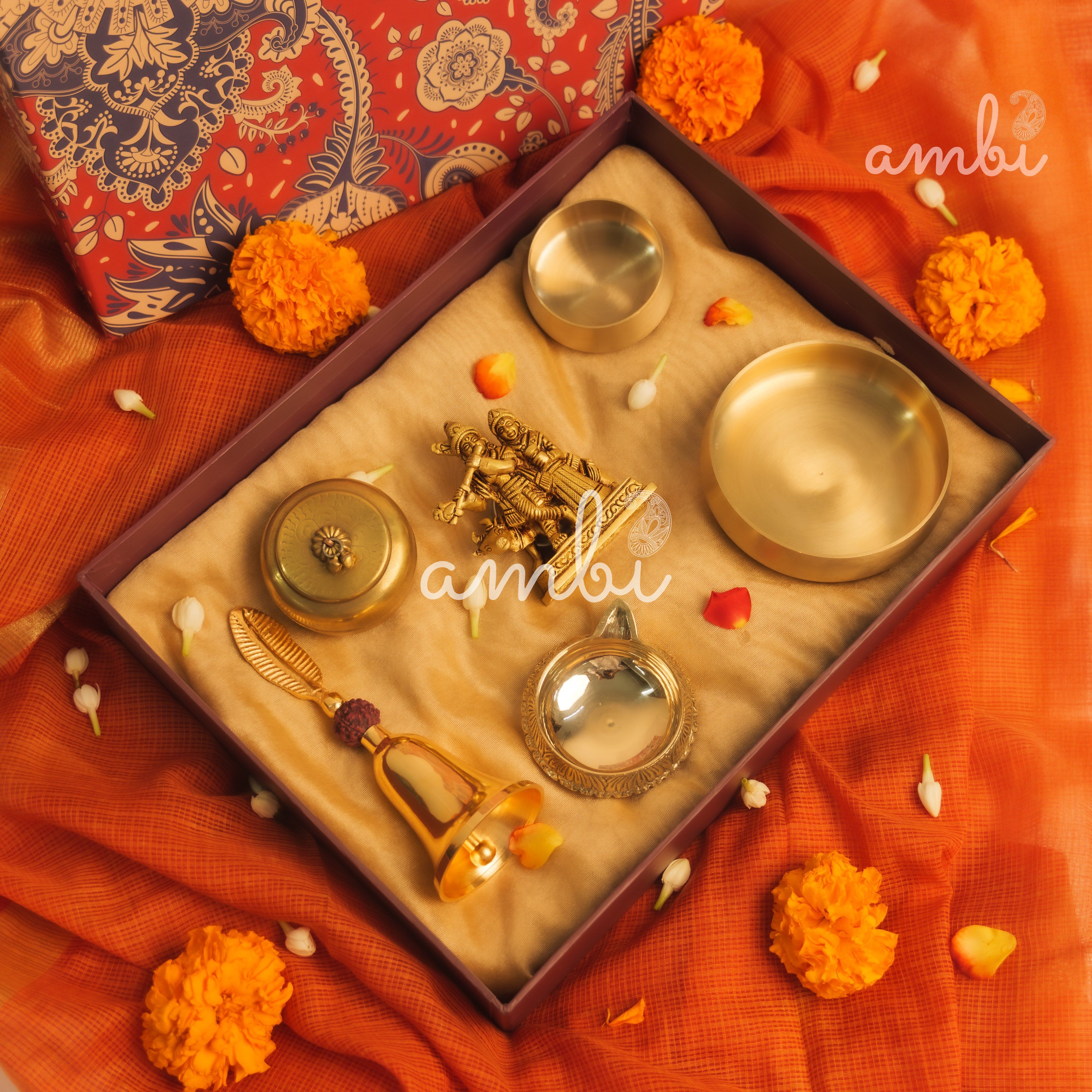 Pure Brass Radha Krishna Idol Giftbox