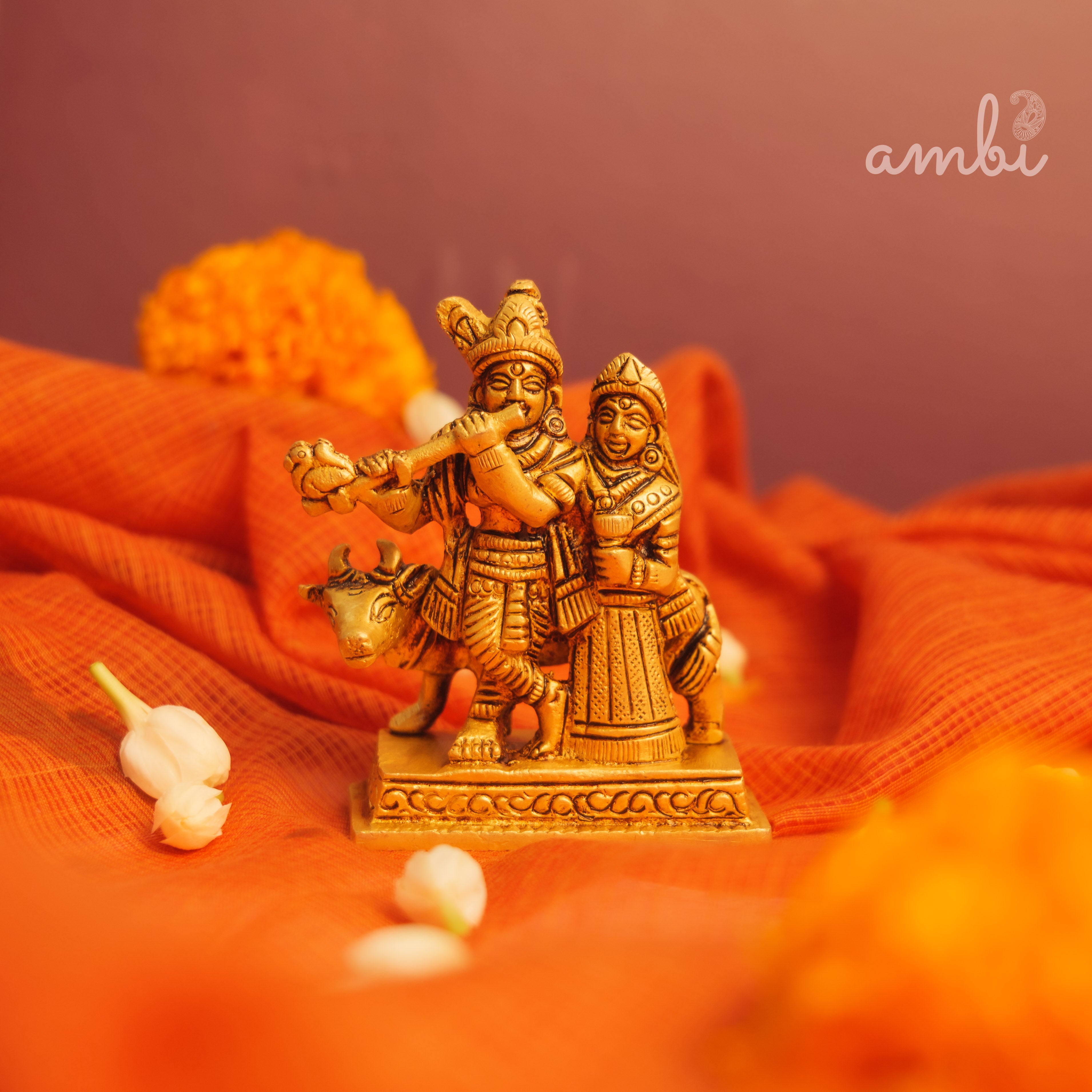 Pure Brass Radha Krishna Idol Giftbox