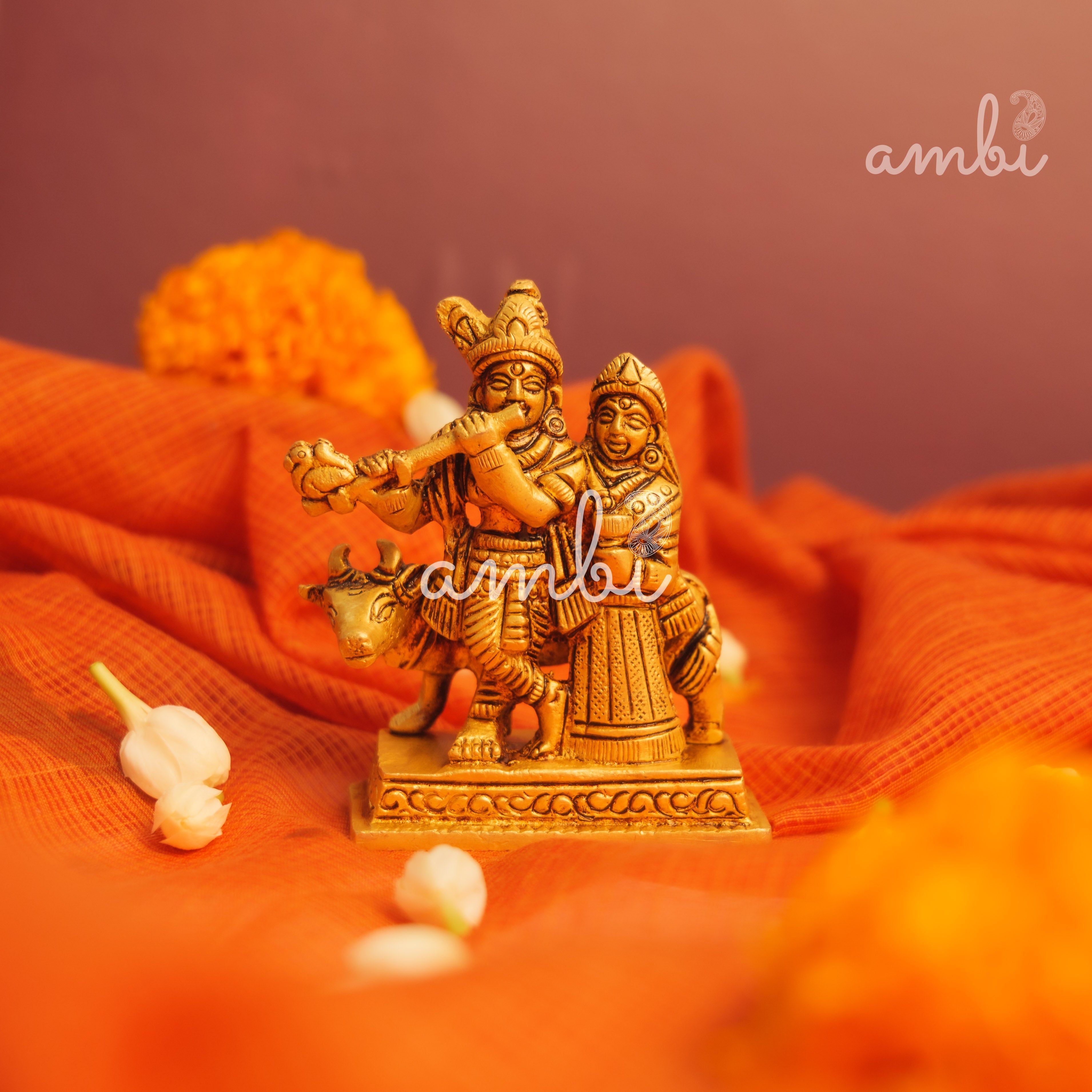 Pure Brass Radha Krishna Idol Giftbox