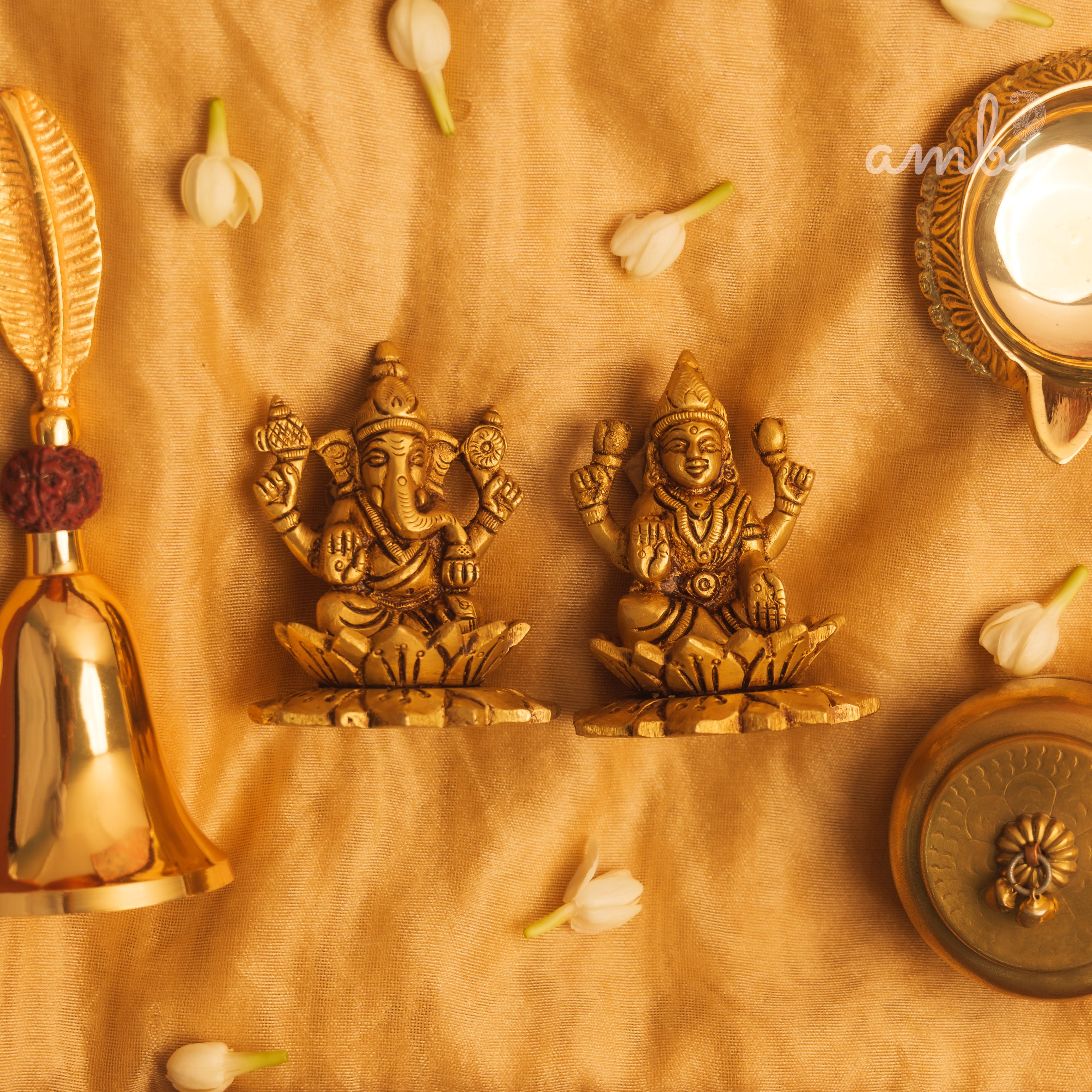 Pure Brass Laxmi Ganesh Idol Giftbox
