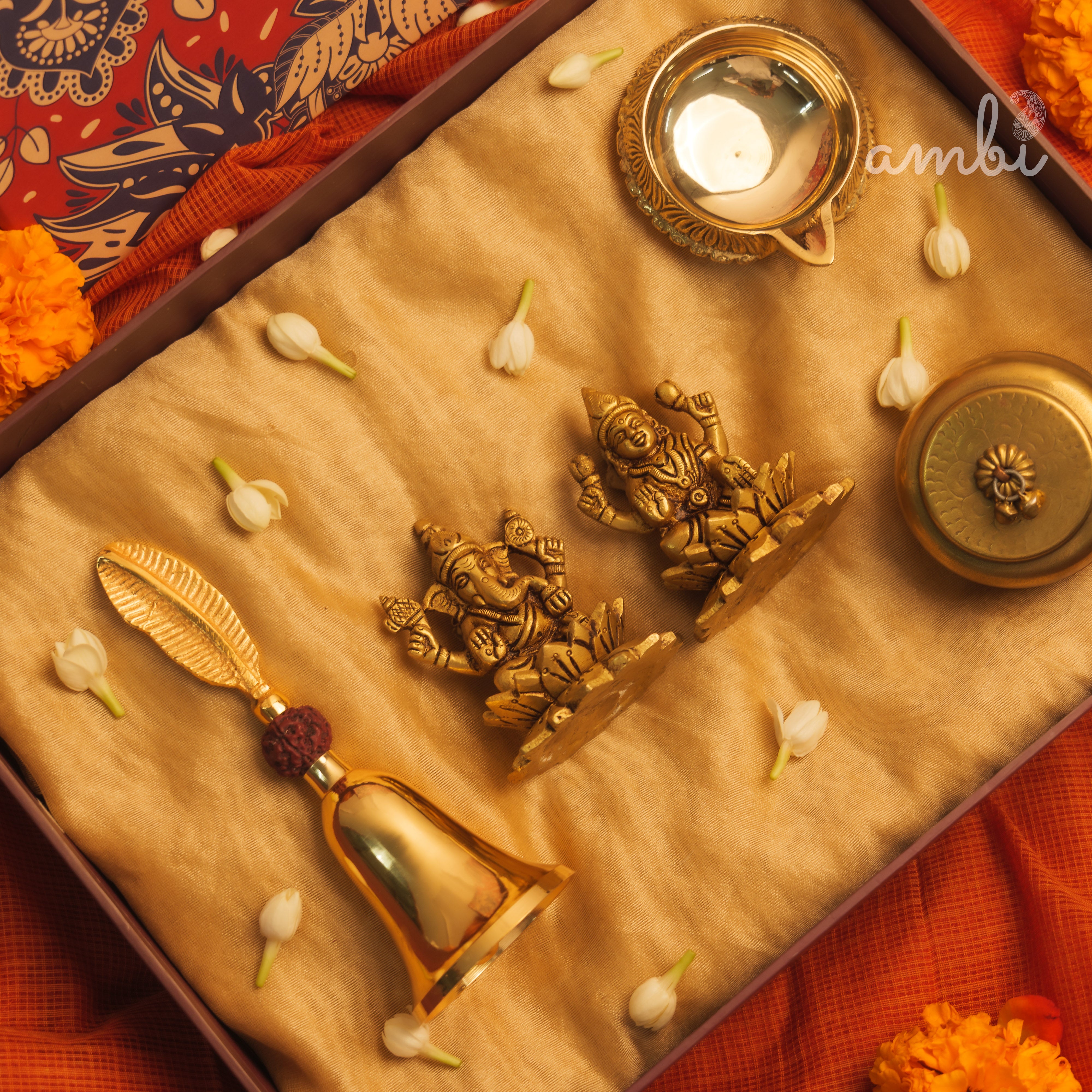 Pure Brass Laxmi Ganesh Idol Giftbox