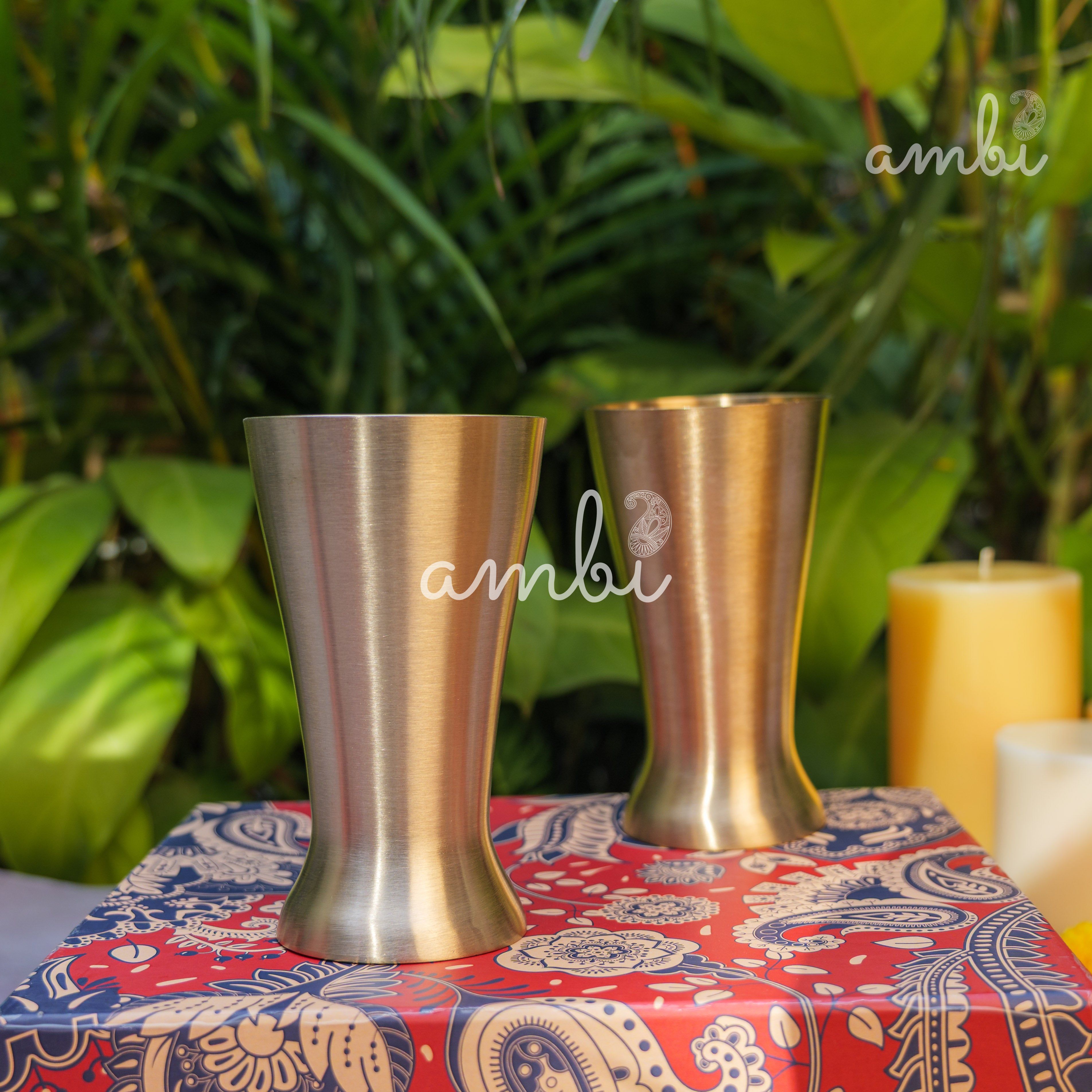 Ambi Gift Set of 2 Royal Lead Free 100% Pure Kansa Glass 200 ml Each