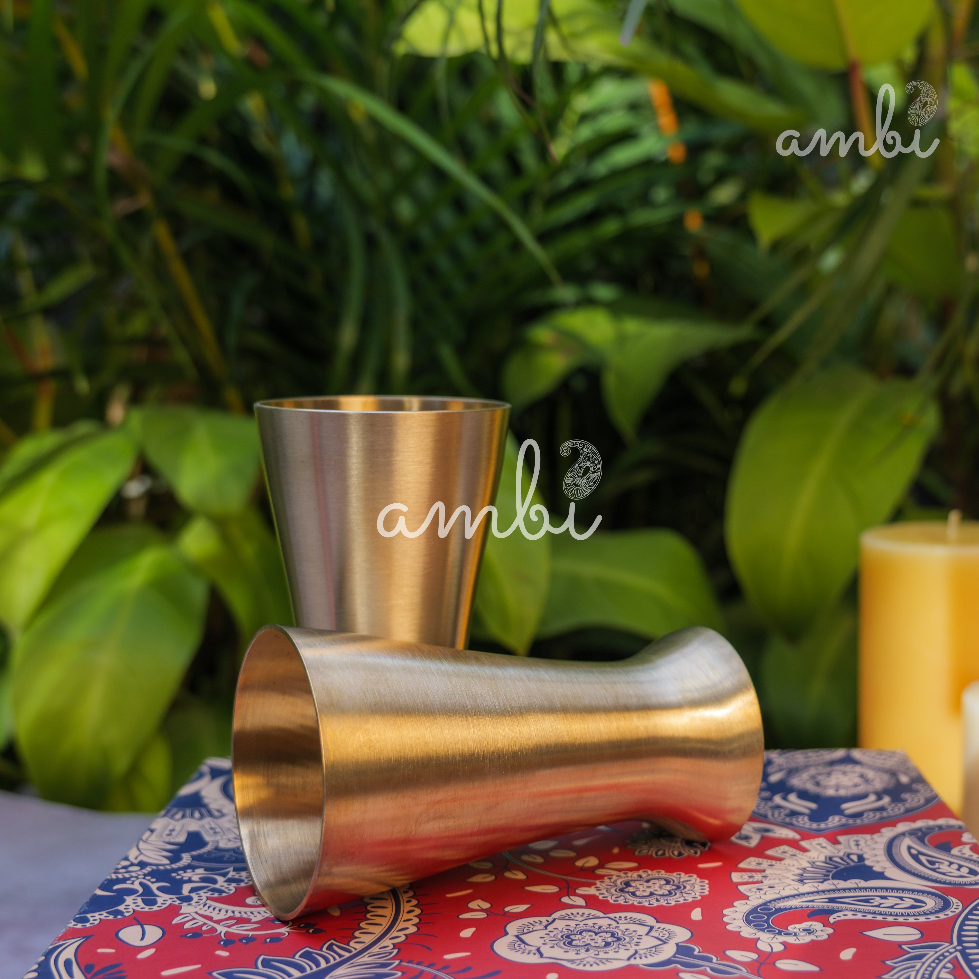 Ambi Gift Set of 2 Royal Lead Free 100% Pure Kansa Glass 200 ml Each