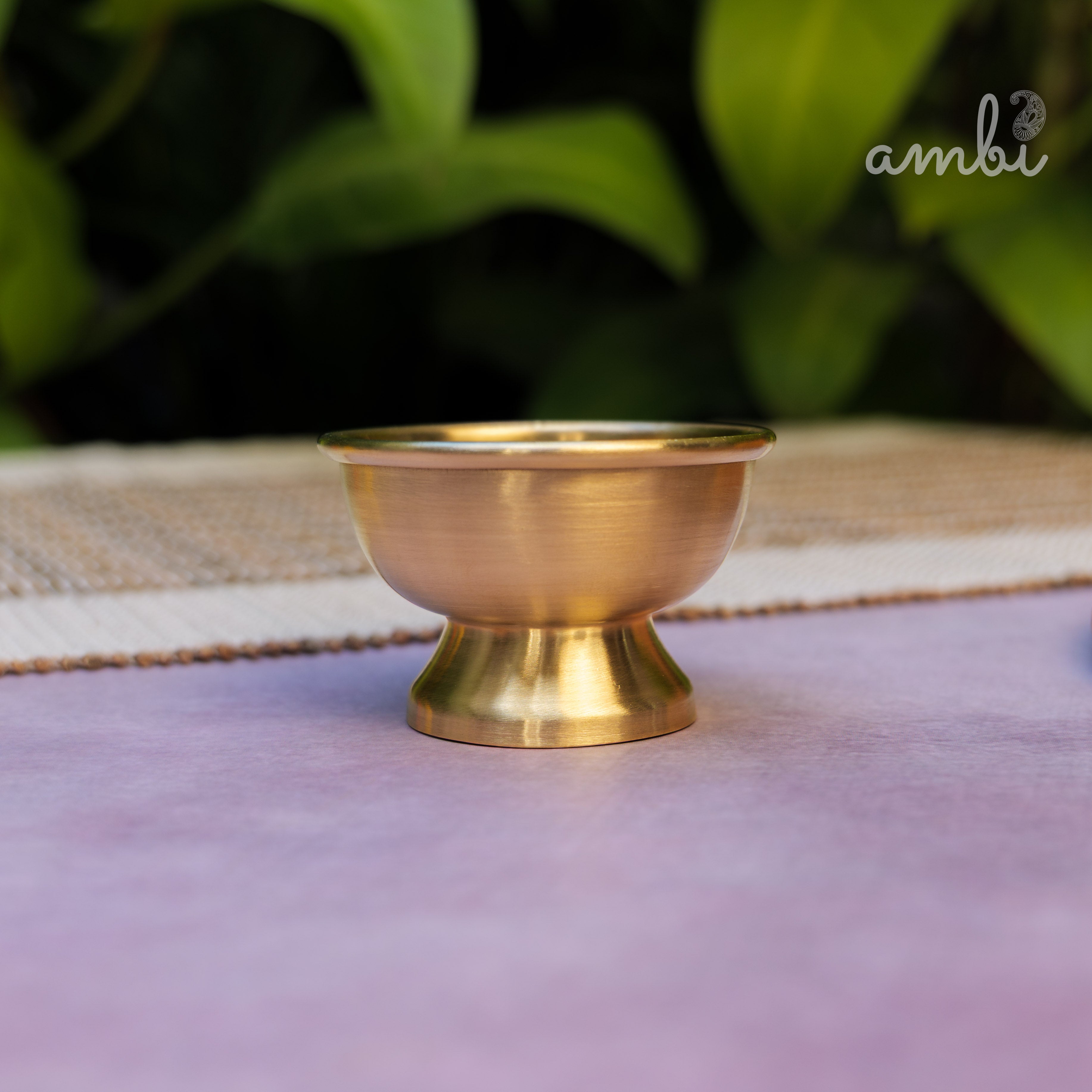 Matte Finish Brass Medium Sized Tea Strainer 2 Piece Set With Wooden Holder