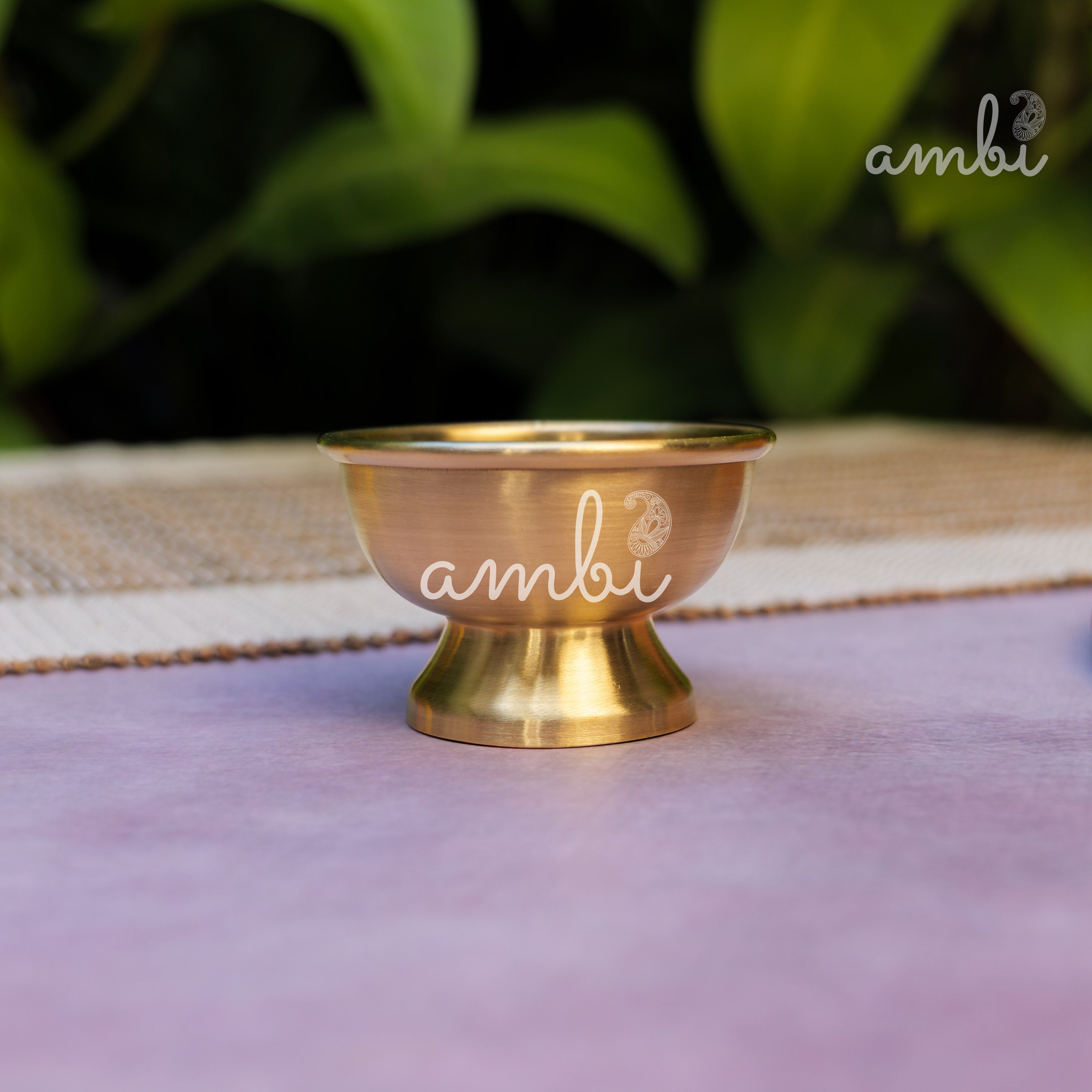 Matte Finish Brass Medium Sized Tea Strainer 2 Piece Set With Wooden Holder