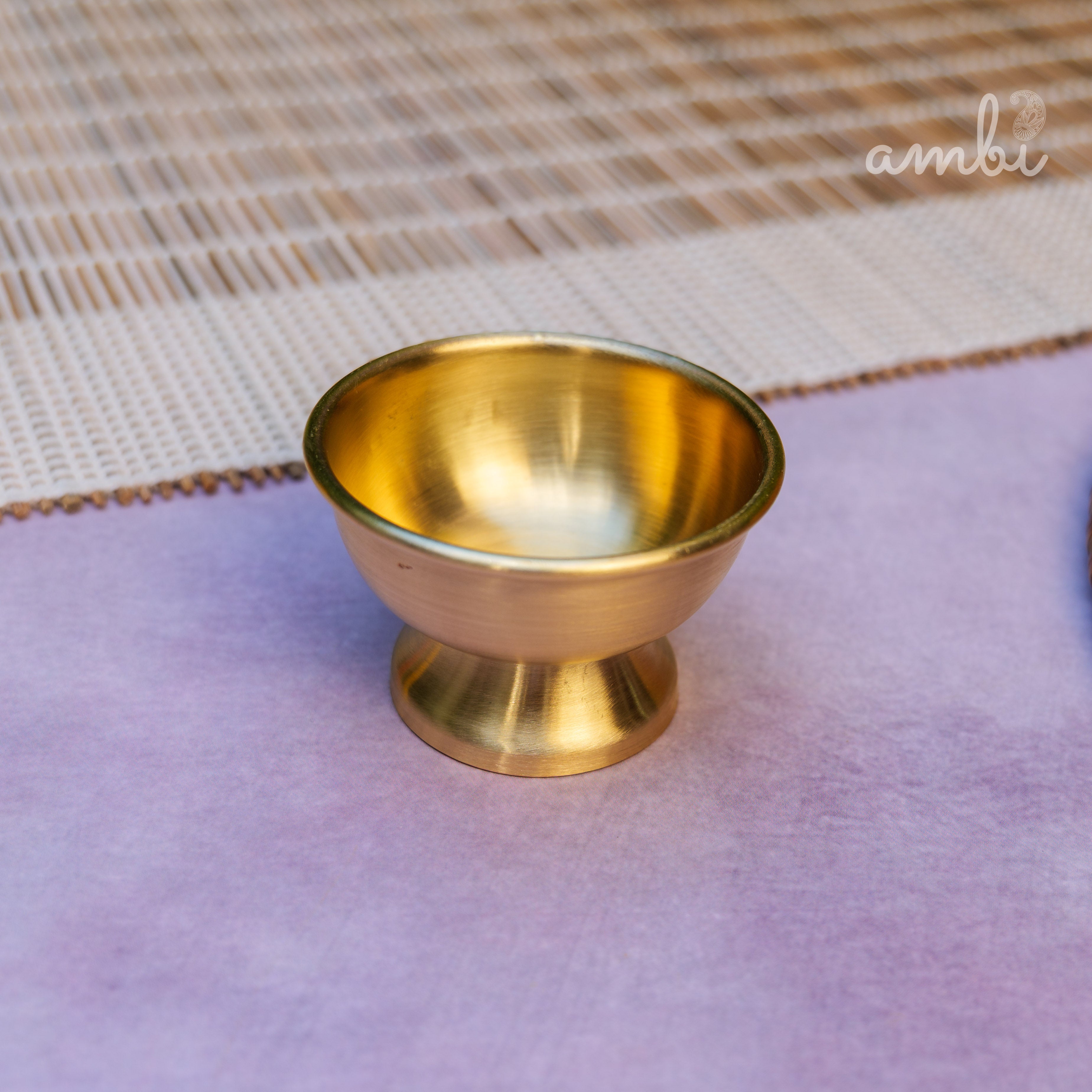 Matte Finish Brass Medium Sized Tea Strainer 2 Piece Set With Wooden Holder