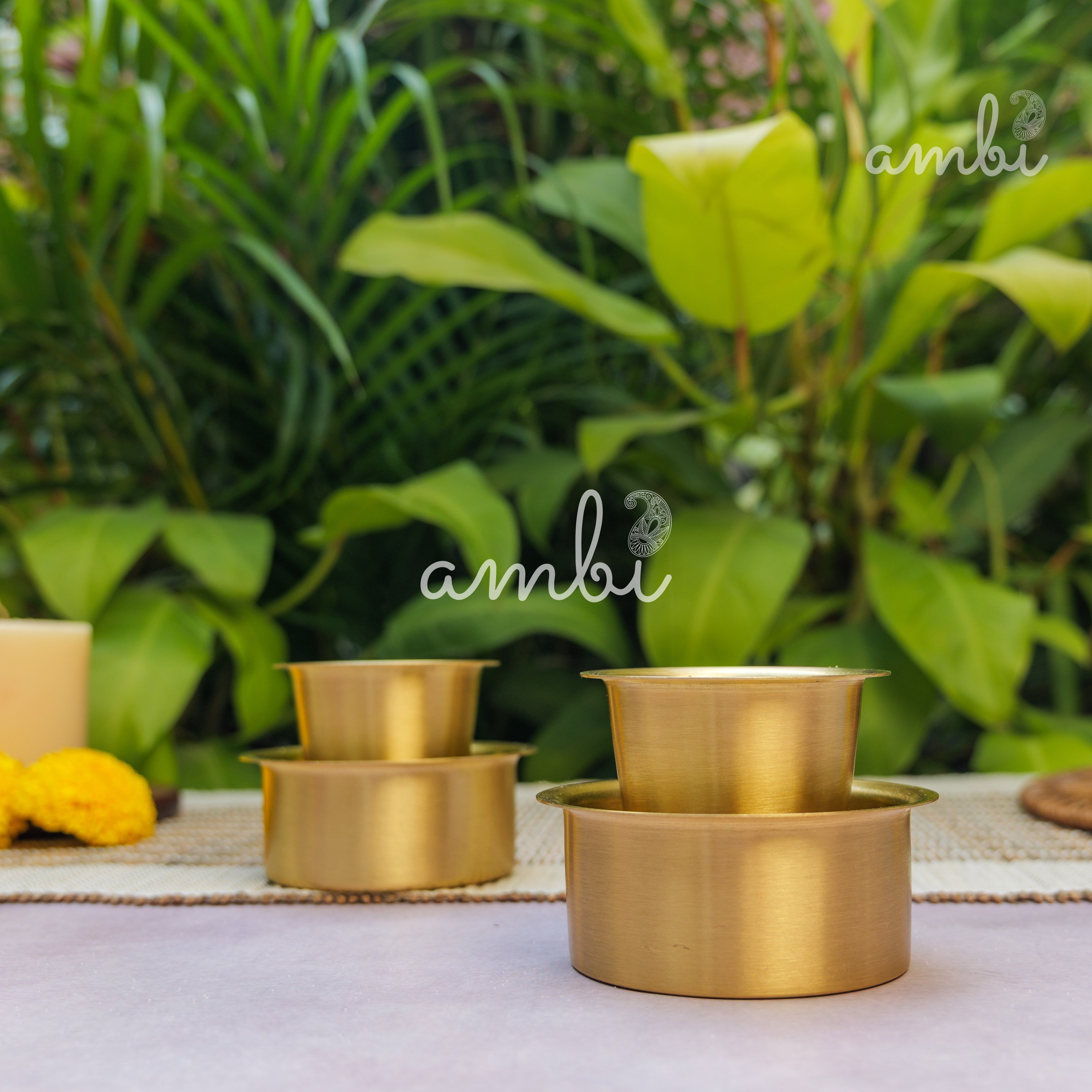 Pure Brass Filter Coffee Dabara Cup Set of 2 — Heavy Make | South Indian Tradition