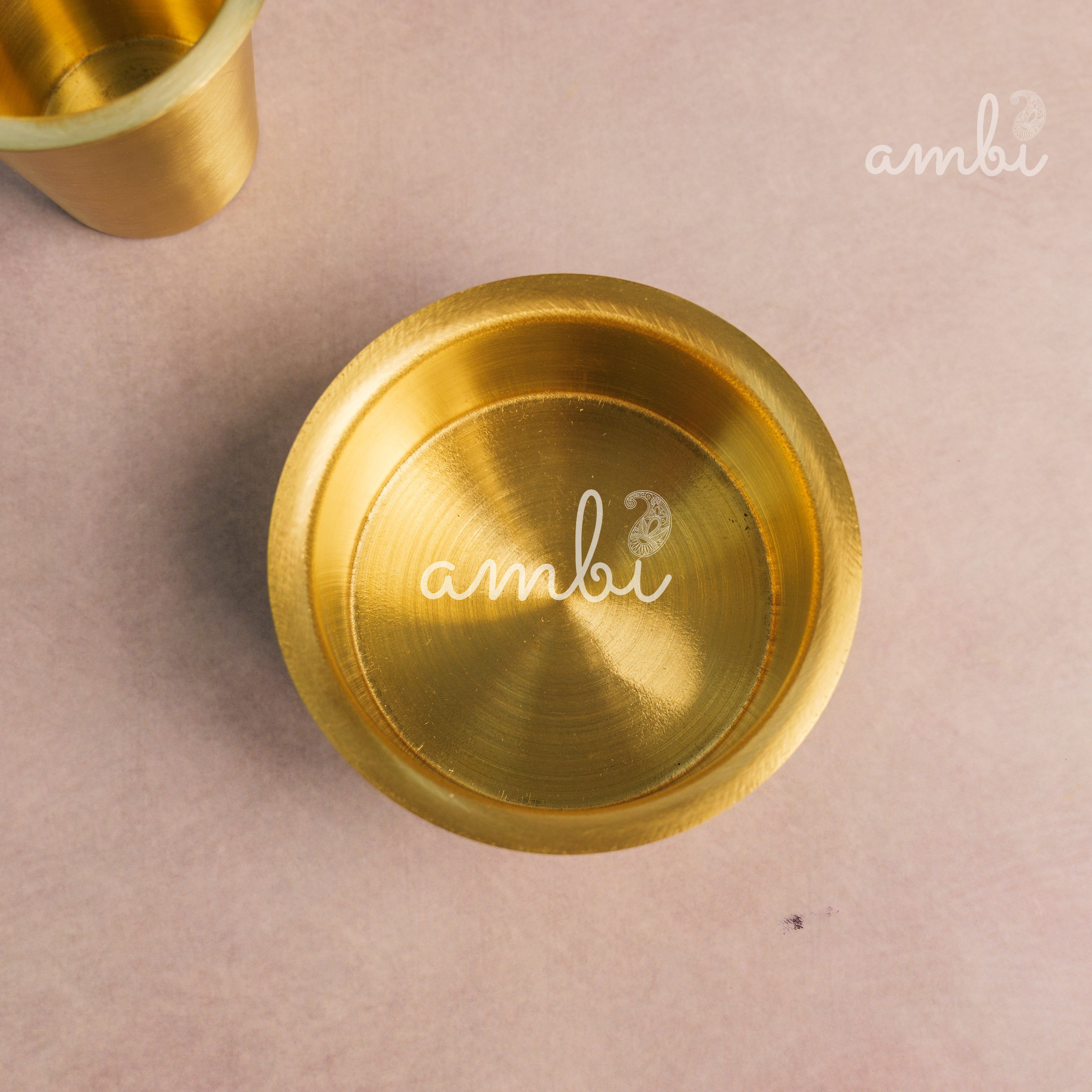 Traditional Brass Filter Coffee Dabara Cup Set of 2 - Heavy Make