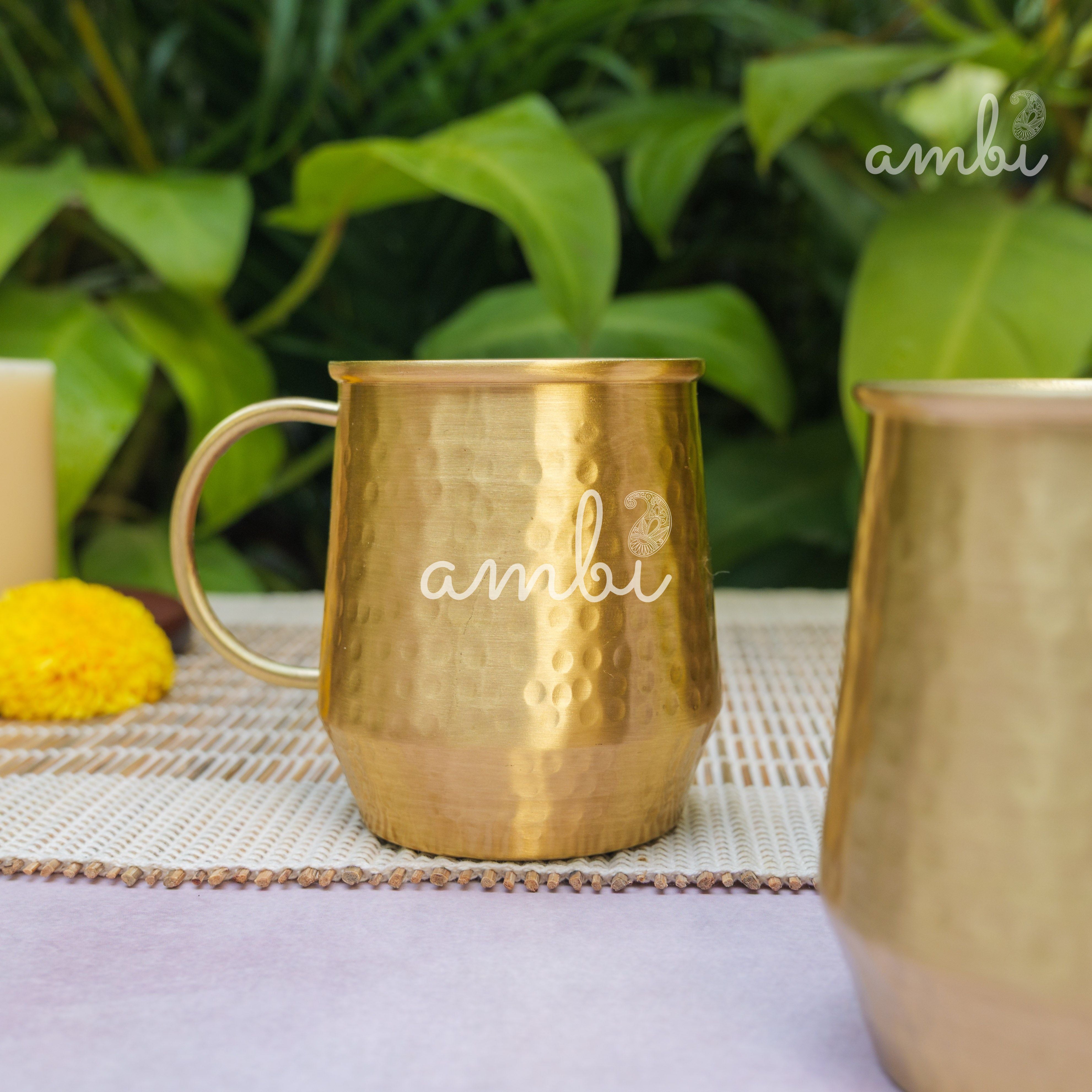 Luxury Hammered Pure Brass Cups – Set of 2
