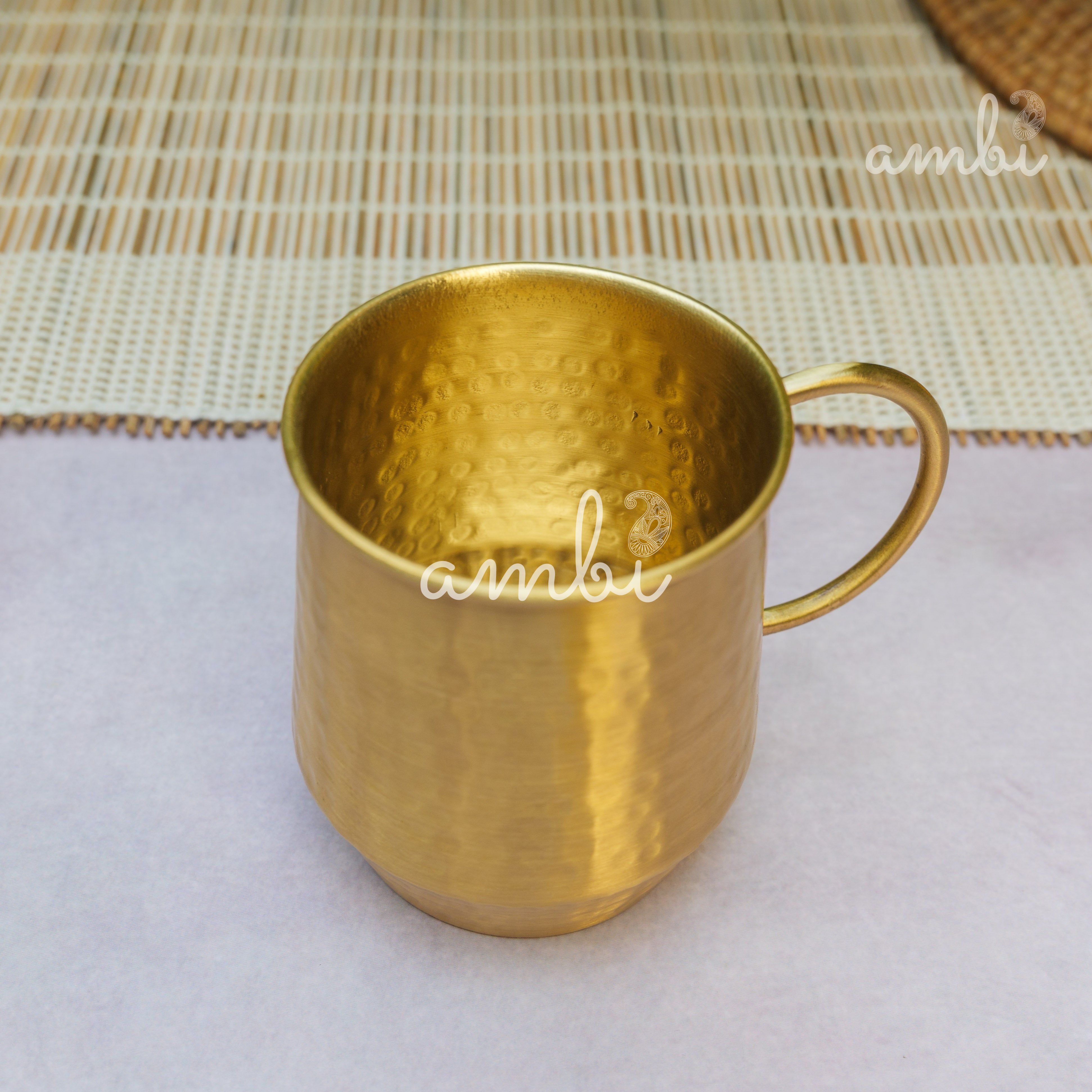 Luxury Hammered Pure Brass Cups – Set of 2