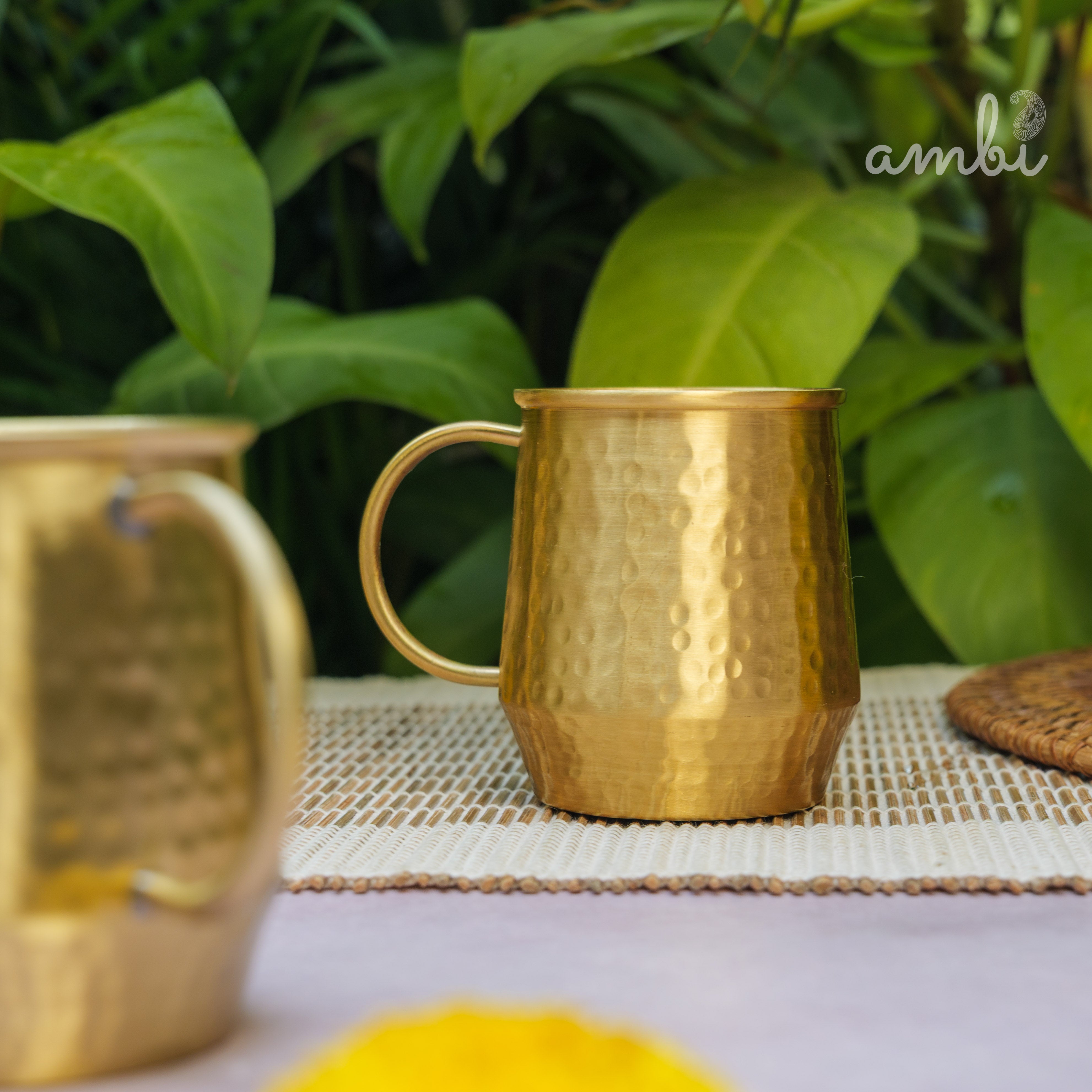 Luxury Hammered Pure Brass Cups – Set of 2