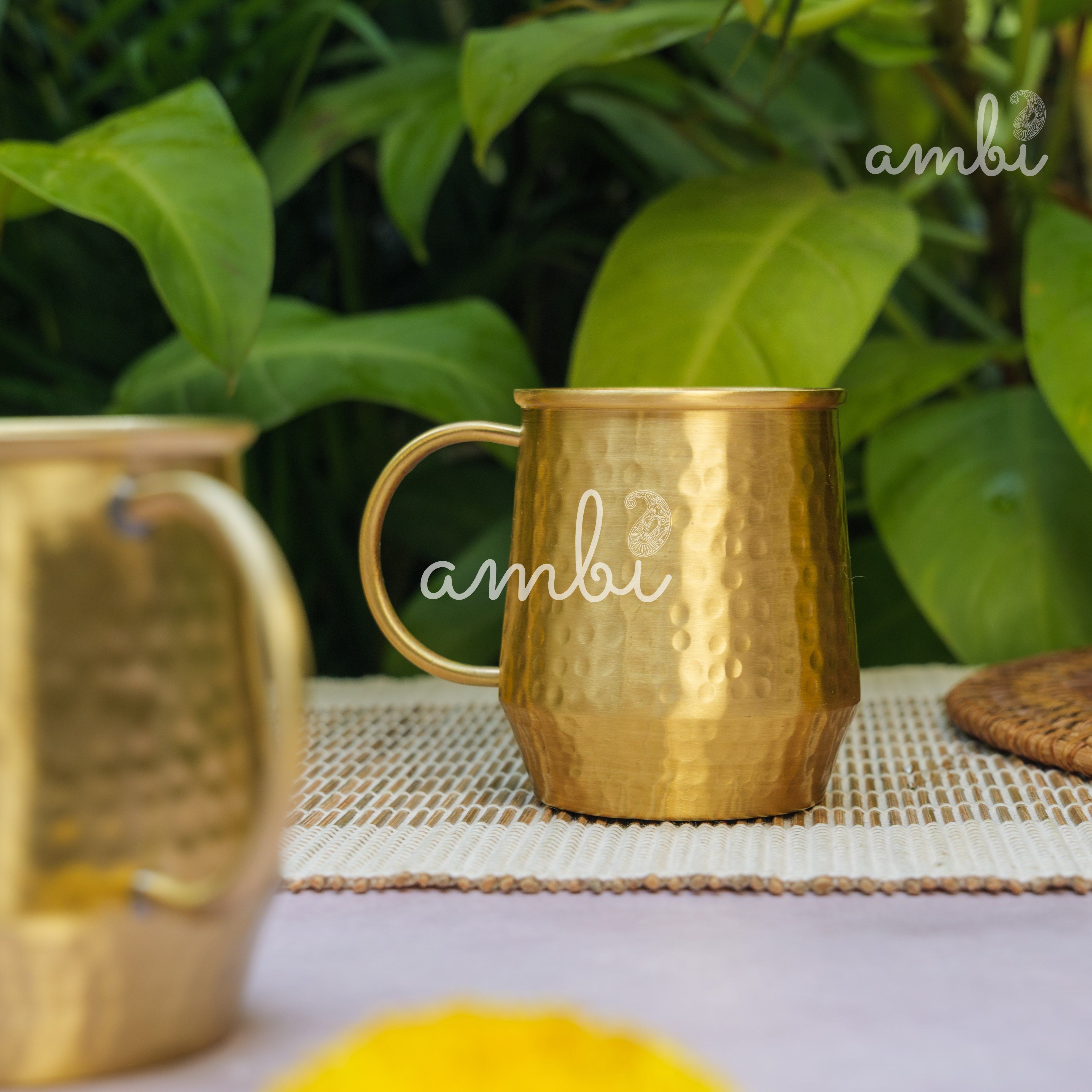 Luxury Hammered Pure Brass Cups – Set of 2