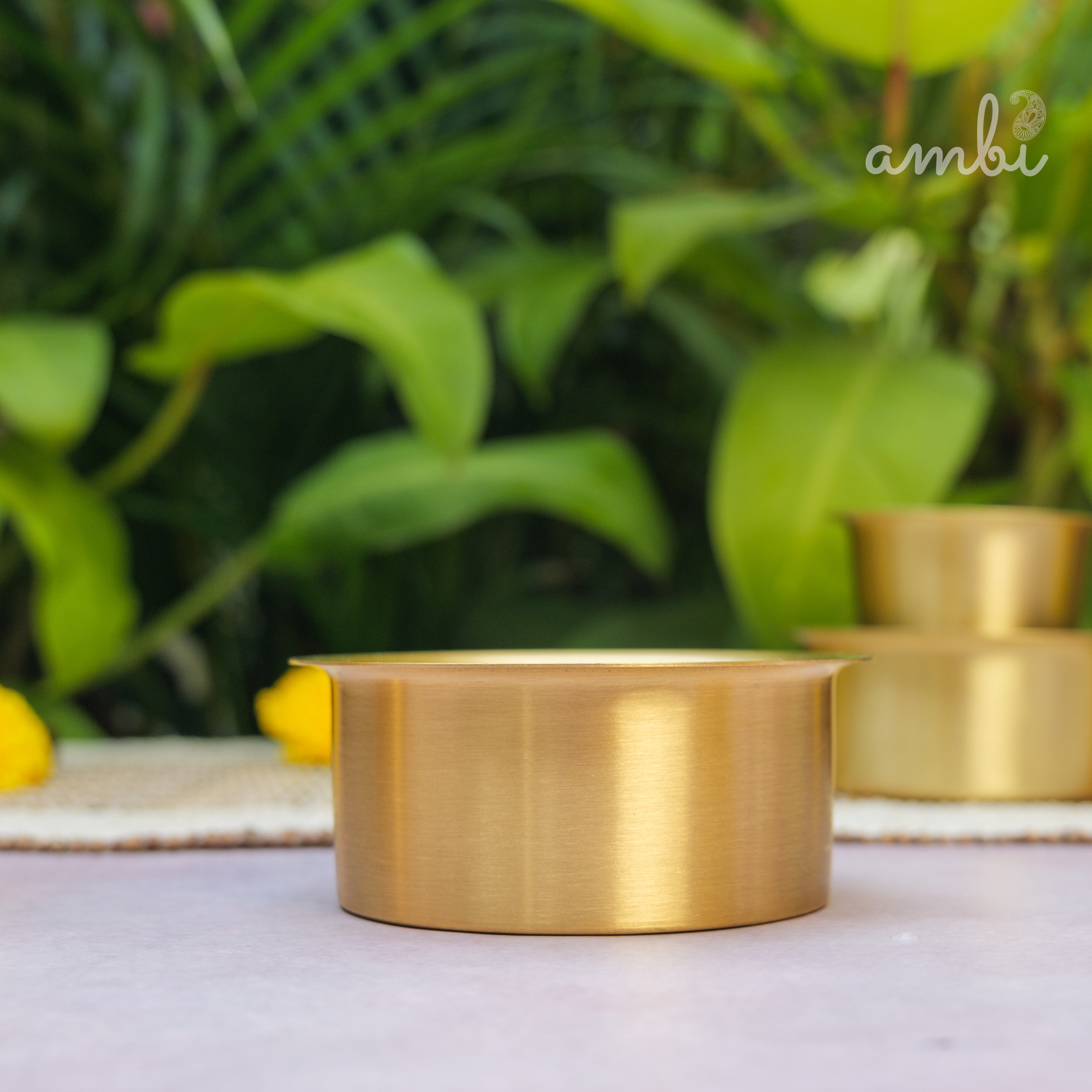 Pure Brass Filter Coffee Dabara Cup Set of 2 — Heavy Make | South Indian Tradition
