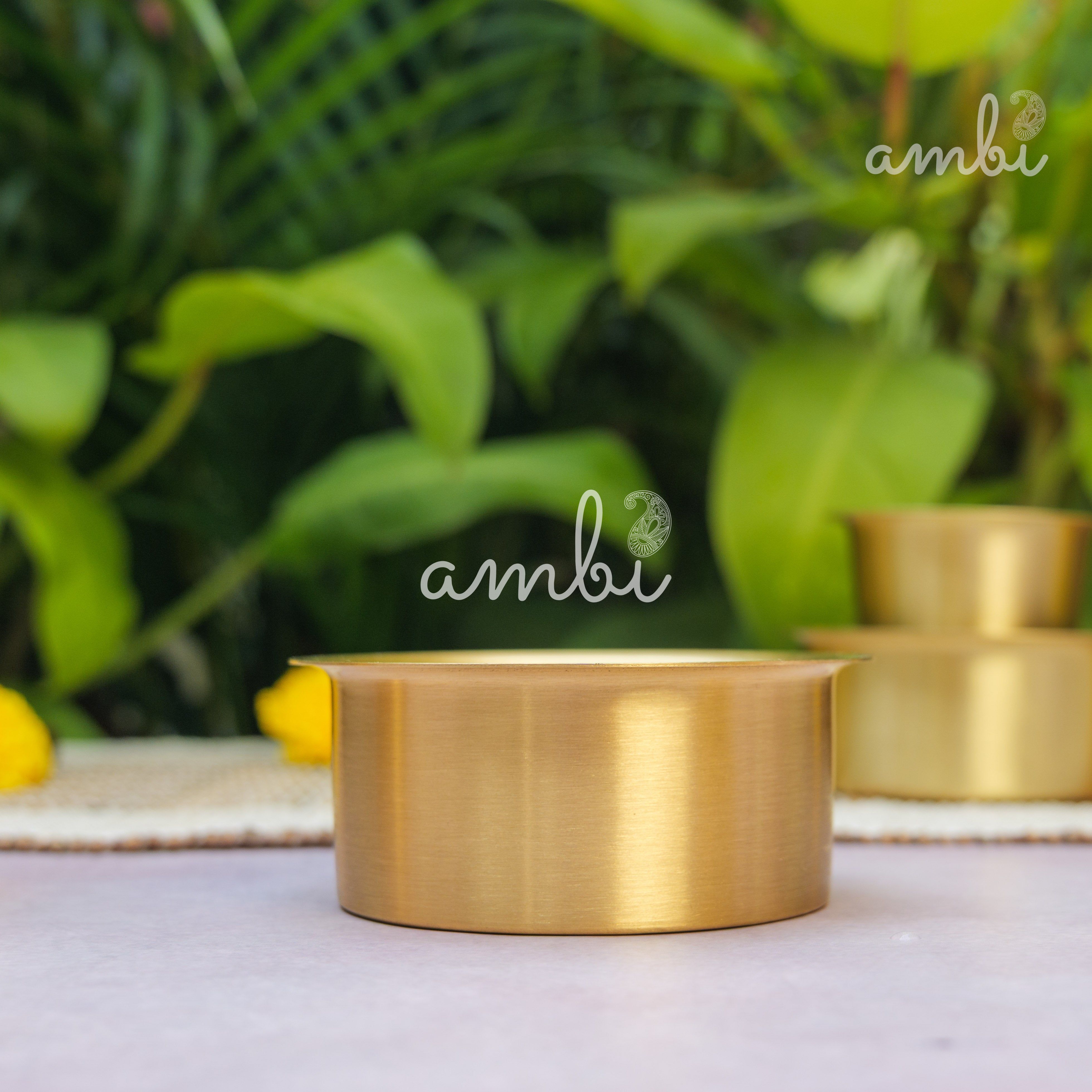 Traditional Brass Filter Coffee Dabara Cup Set of 2 - Heavy Make