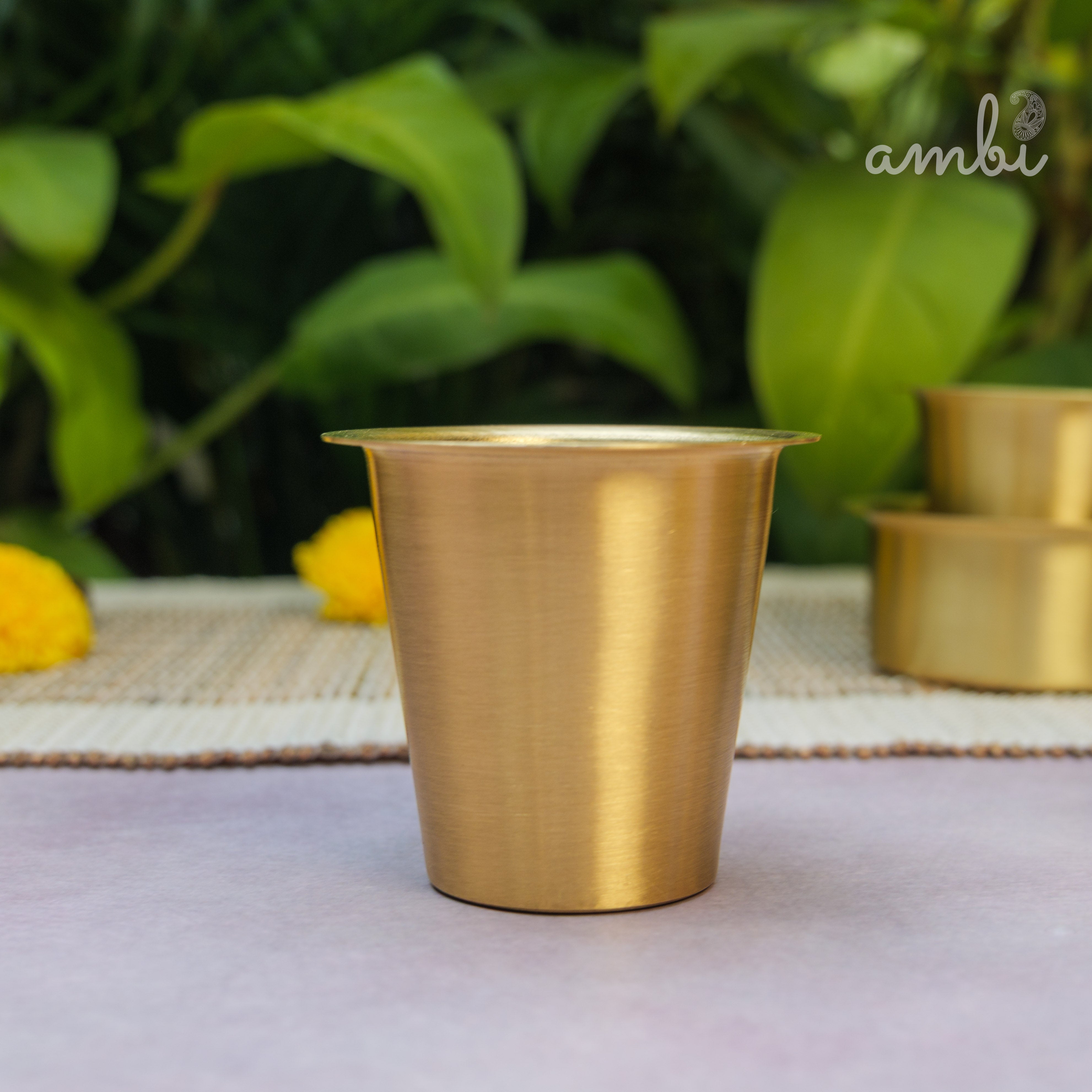 Traditional Brass Filter Coffee Dabara Cup Set of 2 - Heavy Make