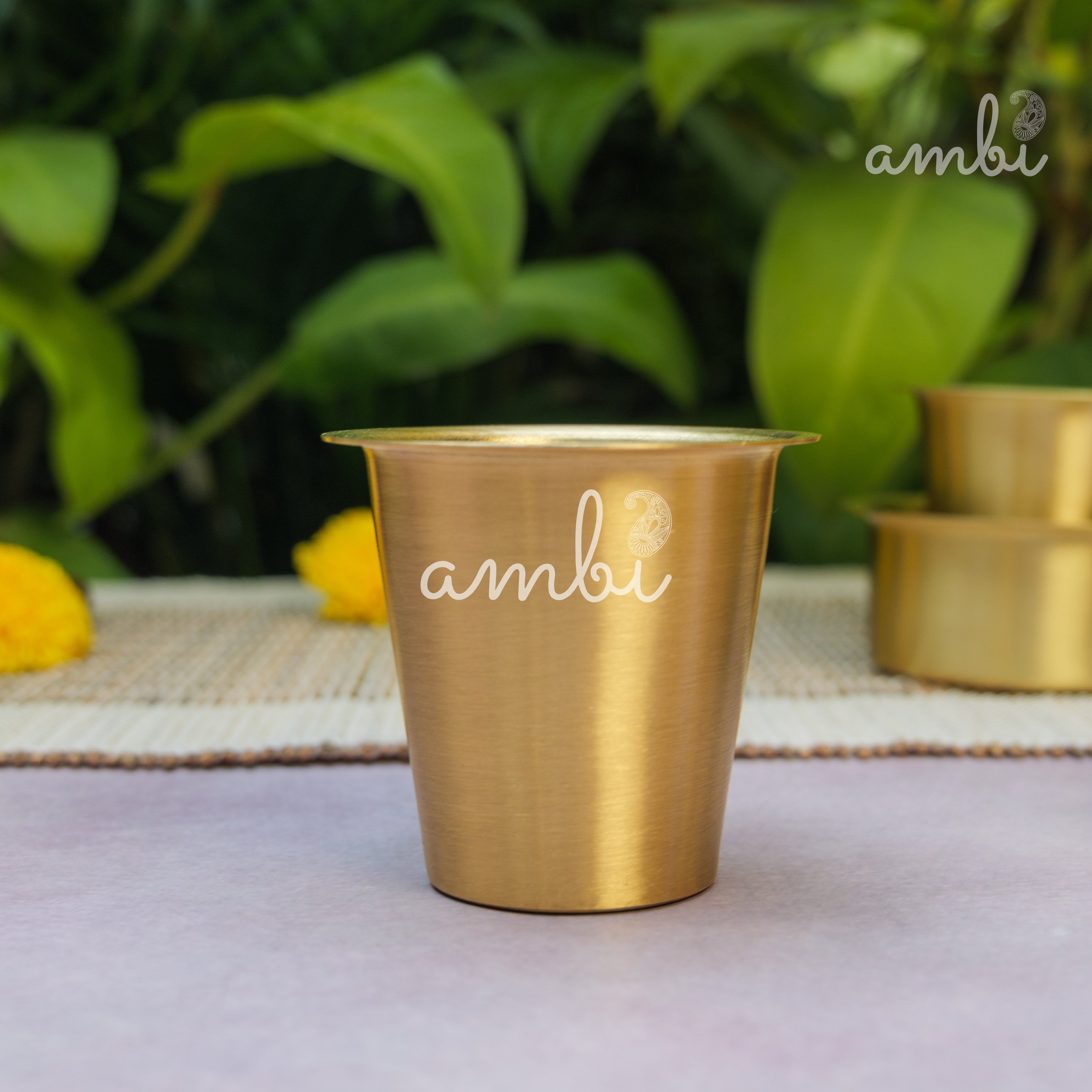 Traditional Brass Filter Coffee Dabara Cup Set of 2 - Heavy Make