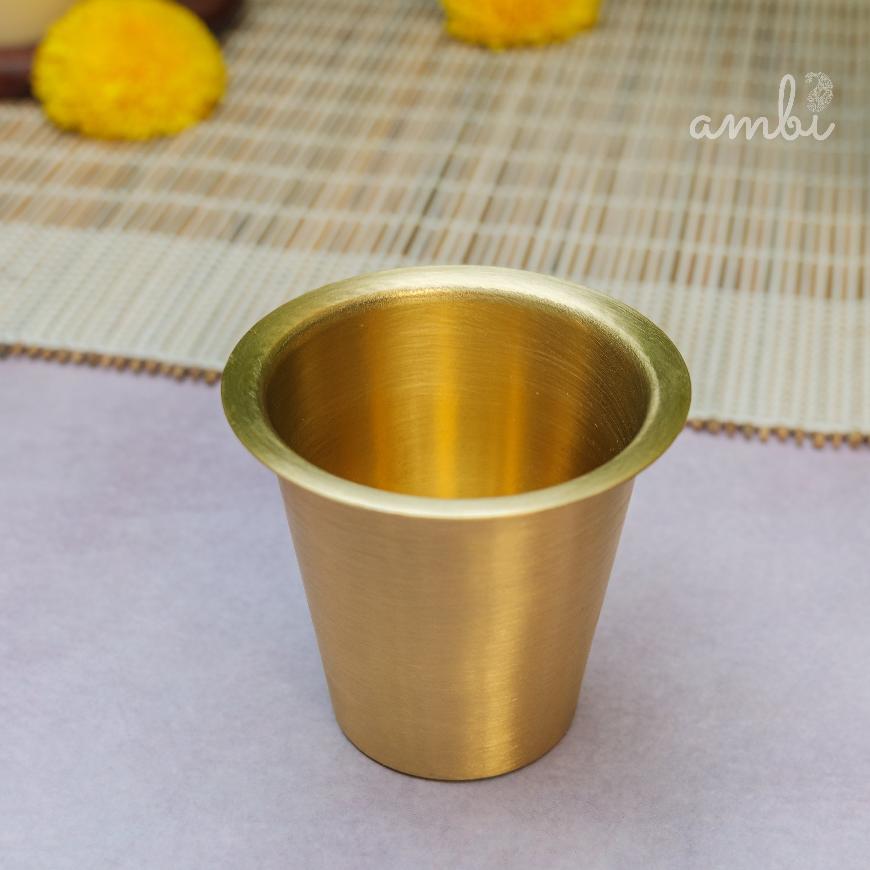 Pure Brass Filter Coffee Dabara Cup Set of 2 — Heavy Make | South Indian Tradition