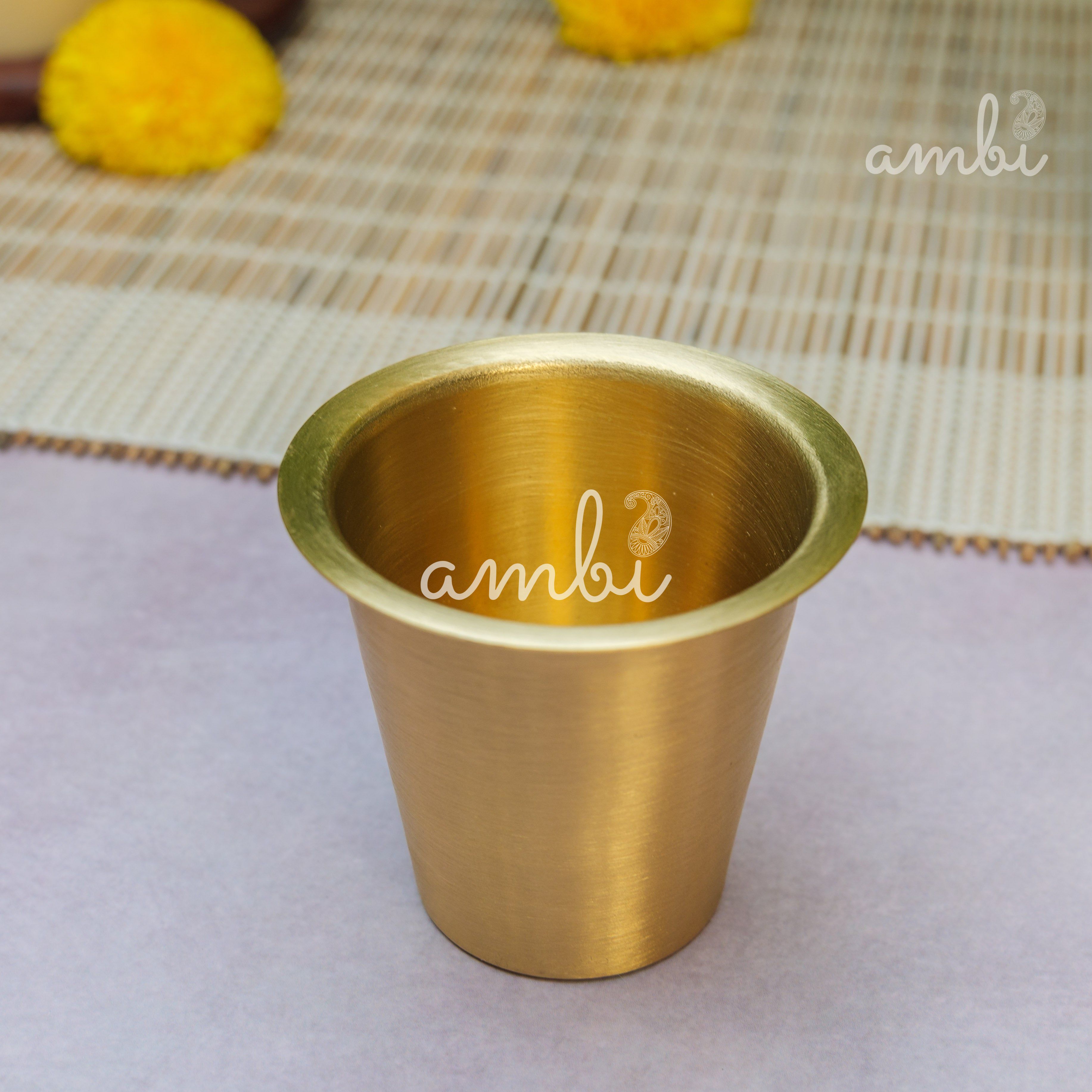 Traditional Brass Filter Coffee Dabara Cup Set of 2 - Heavy Make