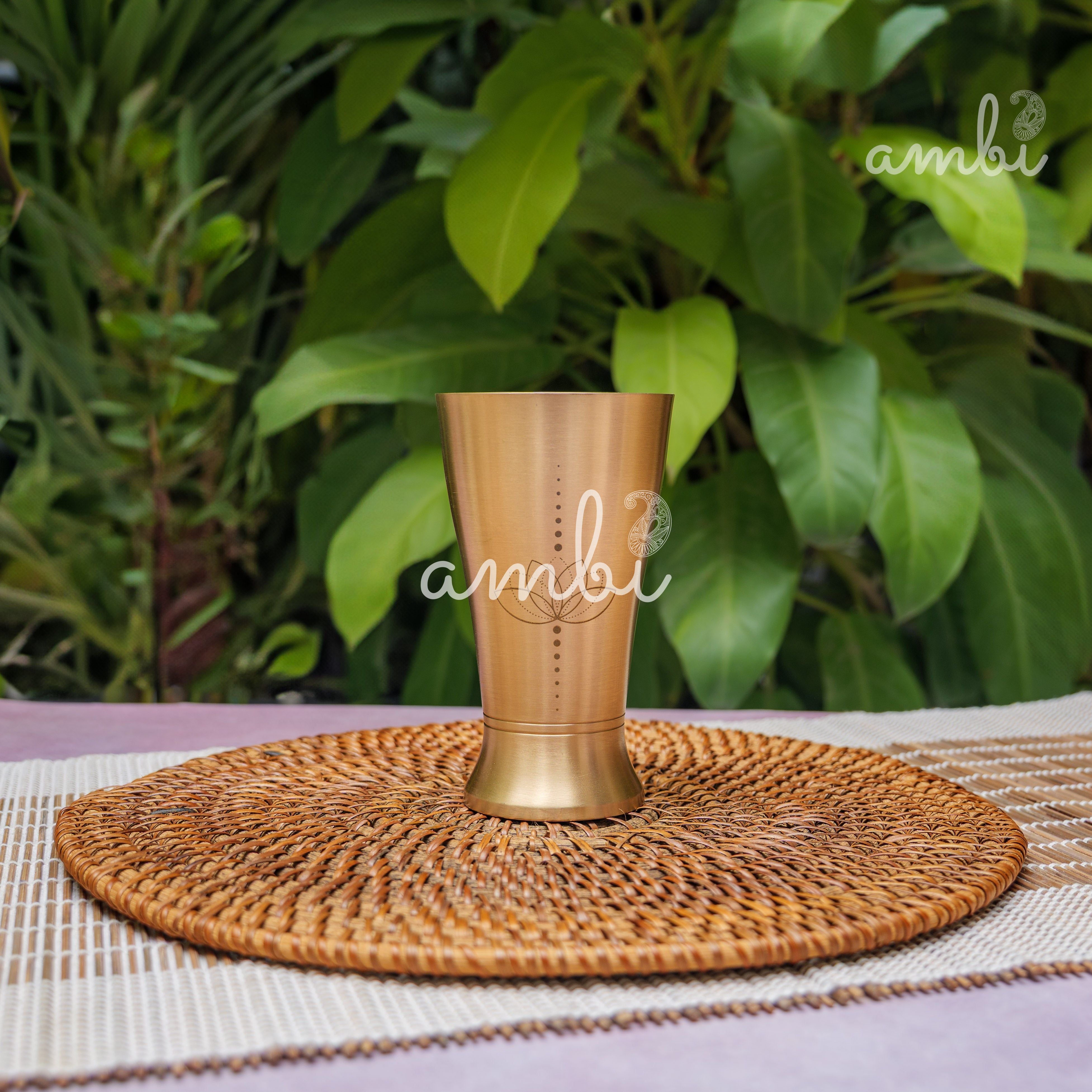 AMBI Royal 100% Pure Lead Free Kansa Glass Etched (Lotus) - 275 ML