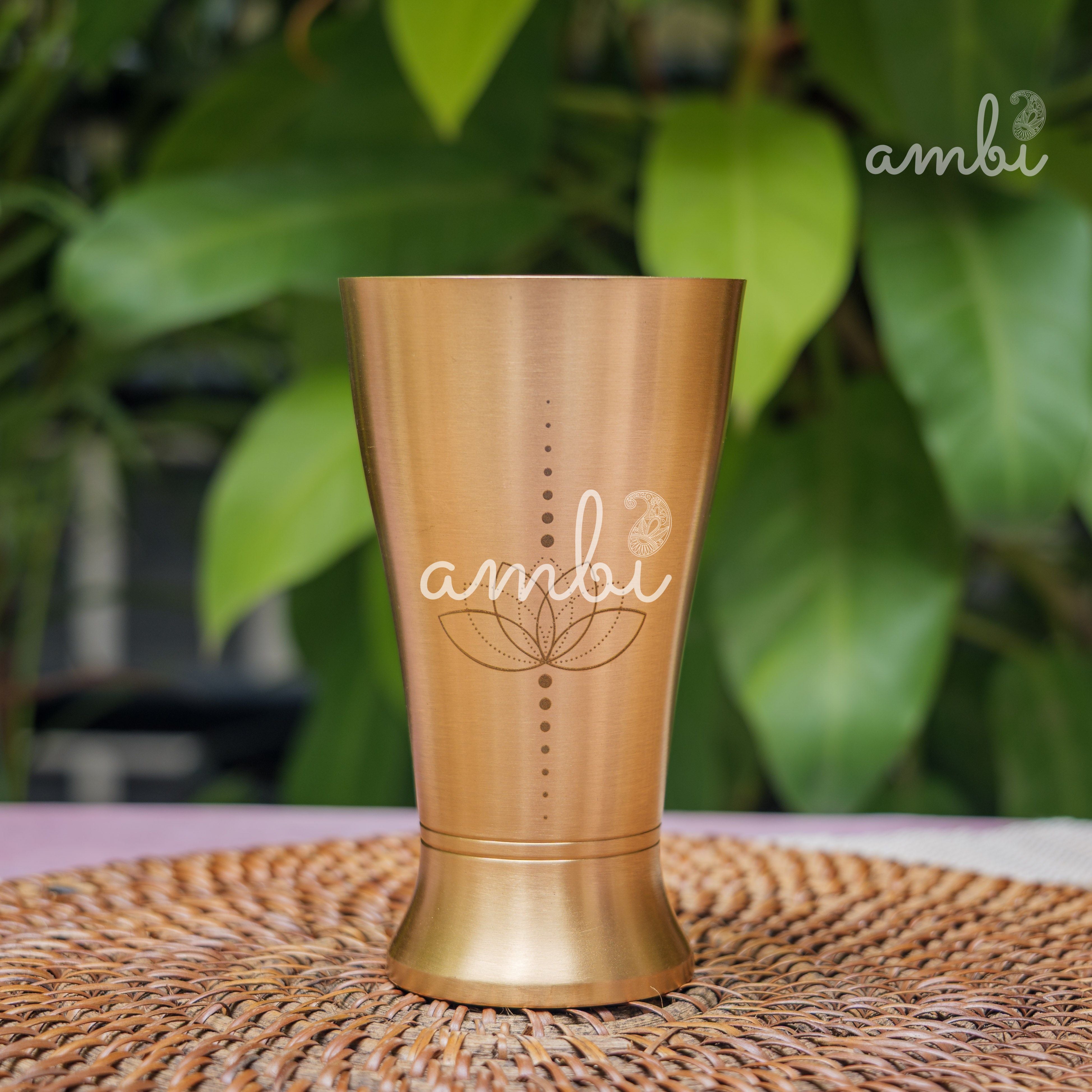 Ambi Gift Set – 2 Lead-Free, 100% Pure Kansa Etched Glasses – Zen Lotus