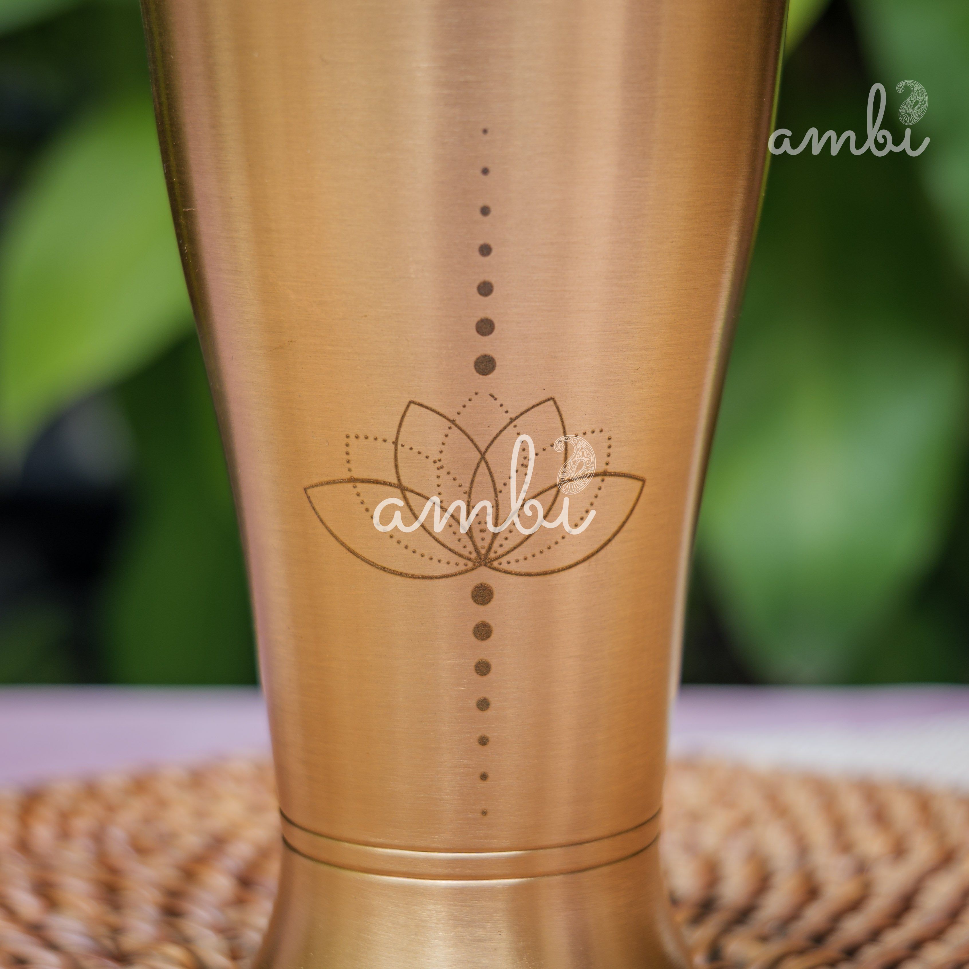 AMBI Royal 100% Pure Lead Free Kansa Glass Etched (Lotus) - 275 ML