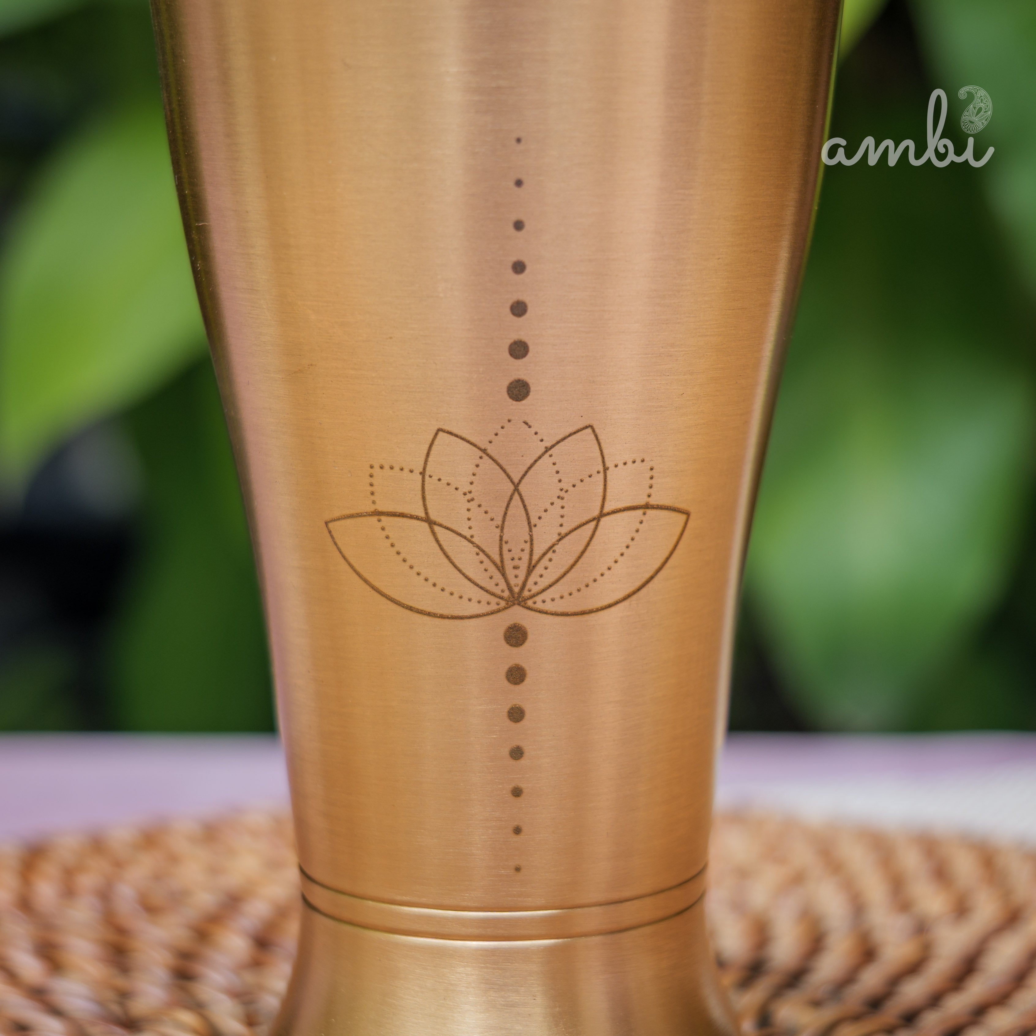 AMBI Royal 100% Pure Lead Free Kansa Glass Etched (Lotus) - 275 ML