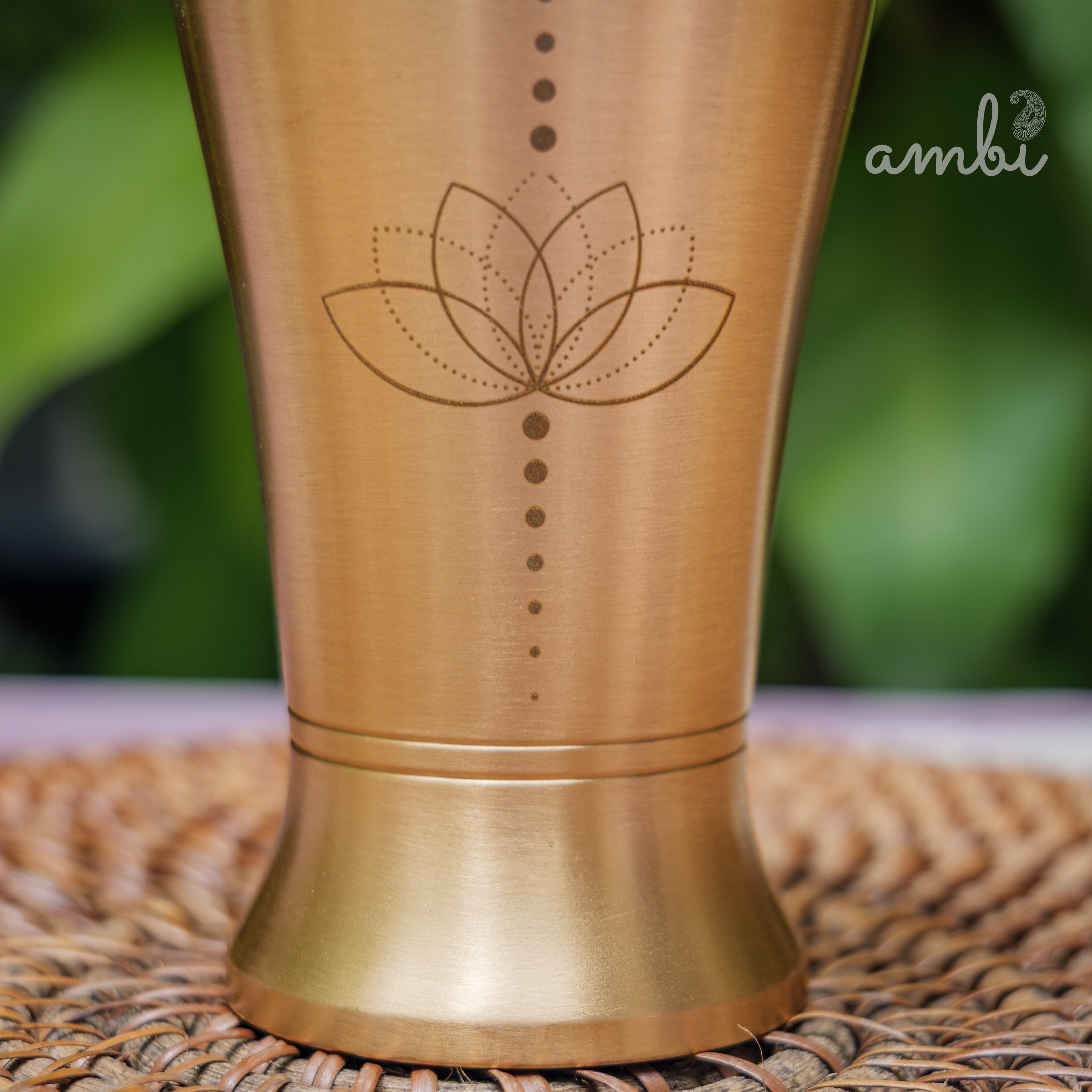AMBI Royal 100% Pure Lead Free Kansa Glass 200 ml - Etched (Lotus)
