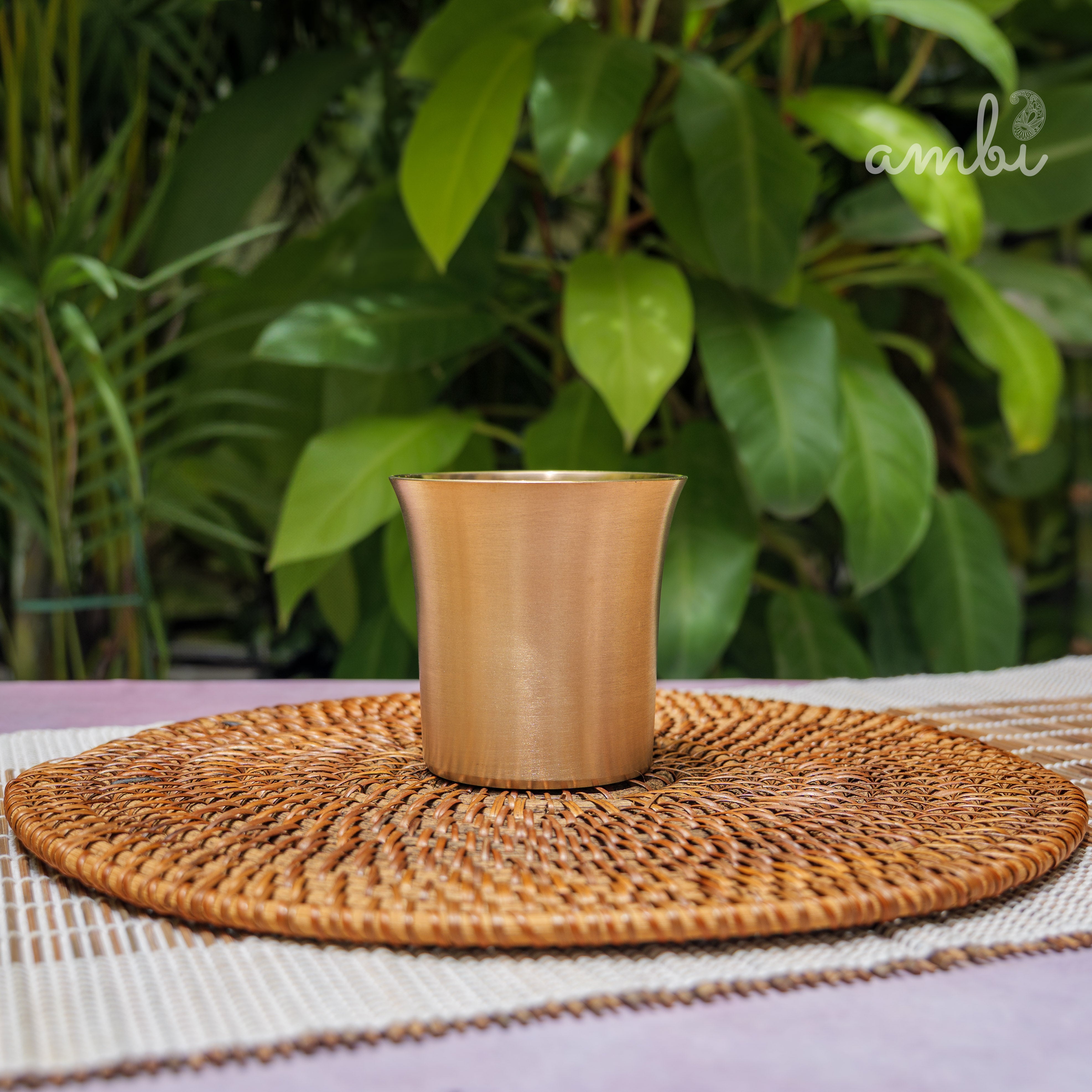 Ambi Pure Kansa Water Glass – Curved Rim | 100% Lead-Free Bronze Drinking Glass