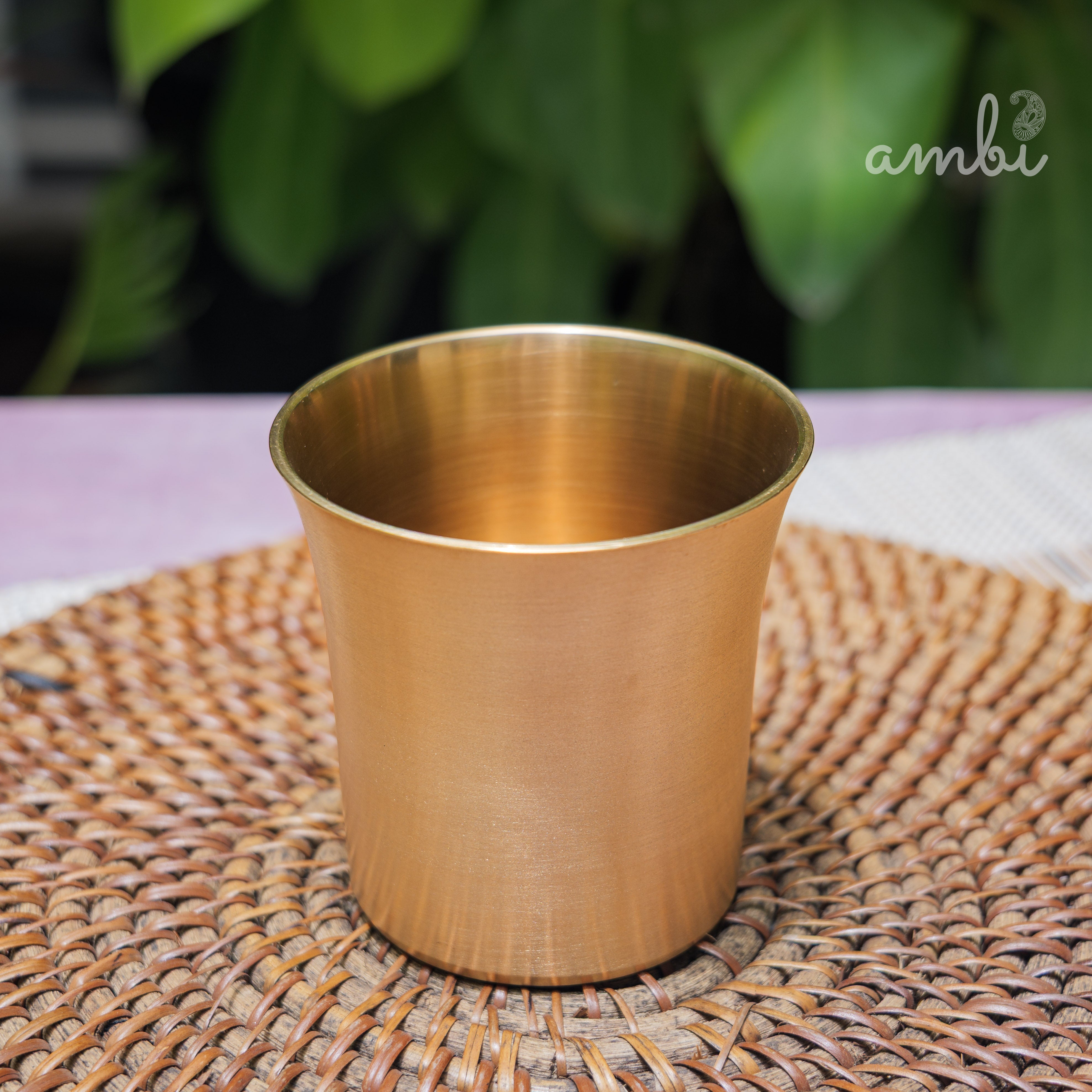 Ambi Pure Kansa Water Glass – Curved Rim | 100% Lead-Free Bronze Drinking Glass