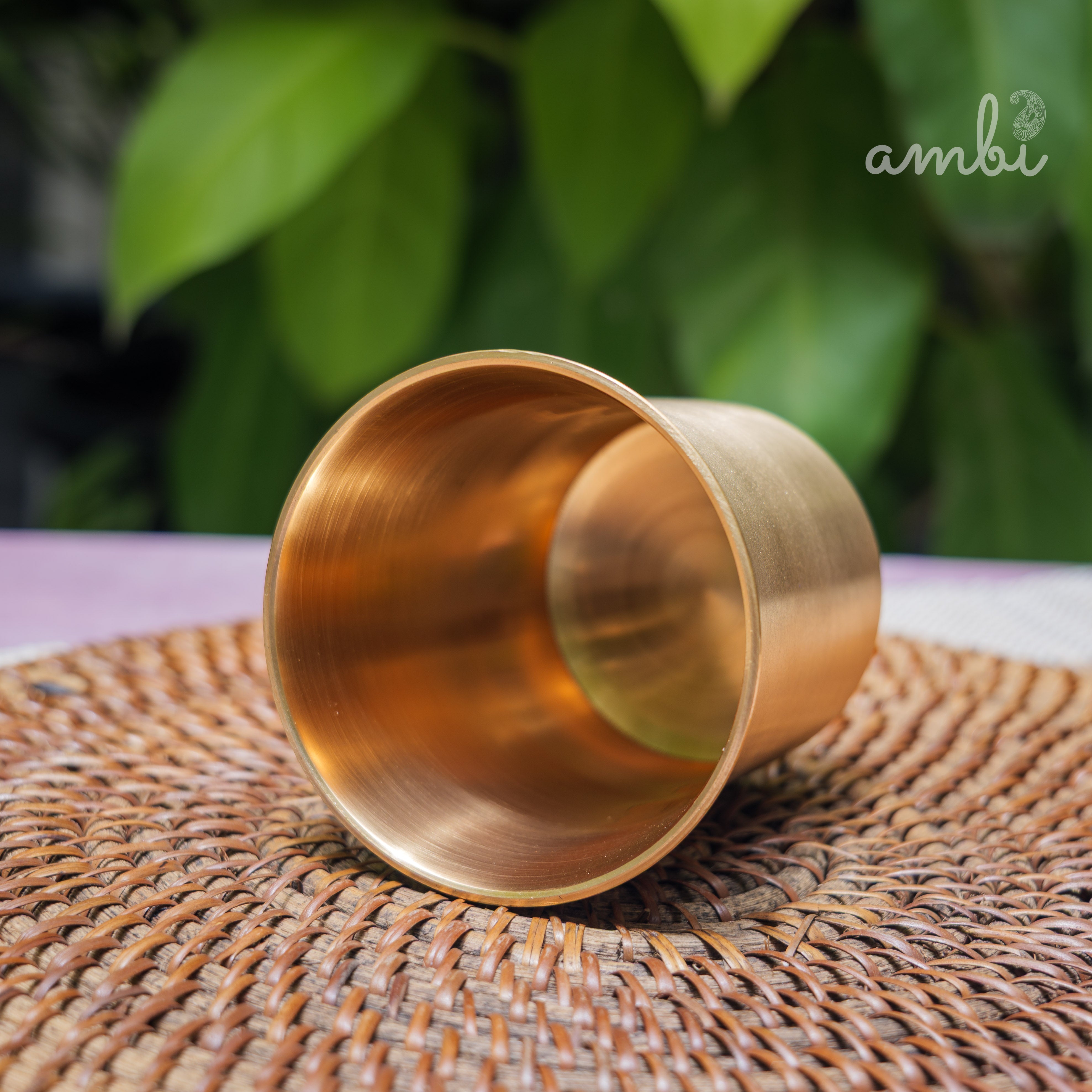 Ambi Pure Kansa Water Glass – Curved Rim | 100% Lead-Free Bronze Drinking Glass