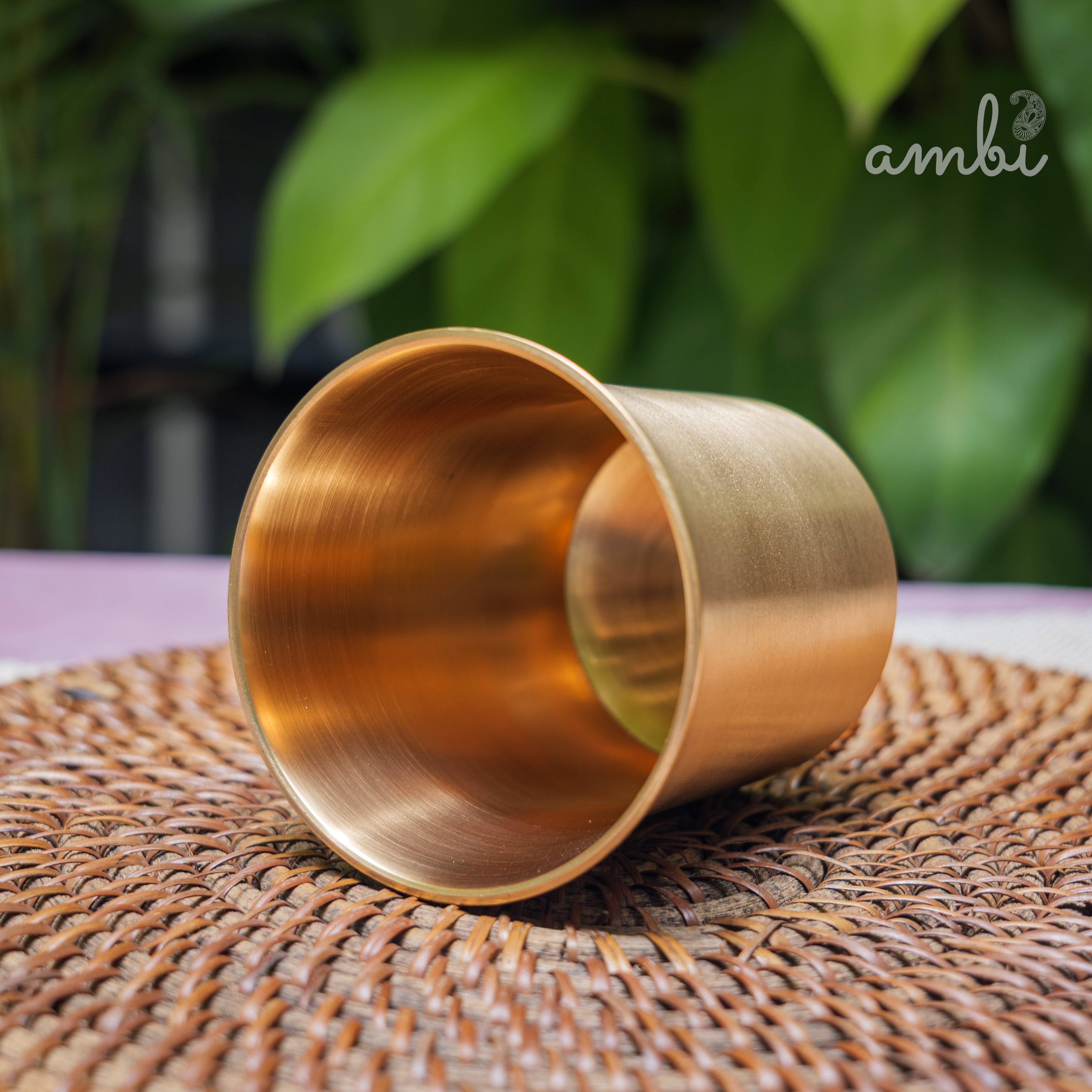 Ambi Pure Kansa Water Glass – Curved Rim | 100% Lead-Free Bronze Drinking Glass
