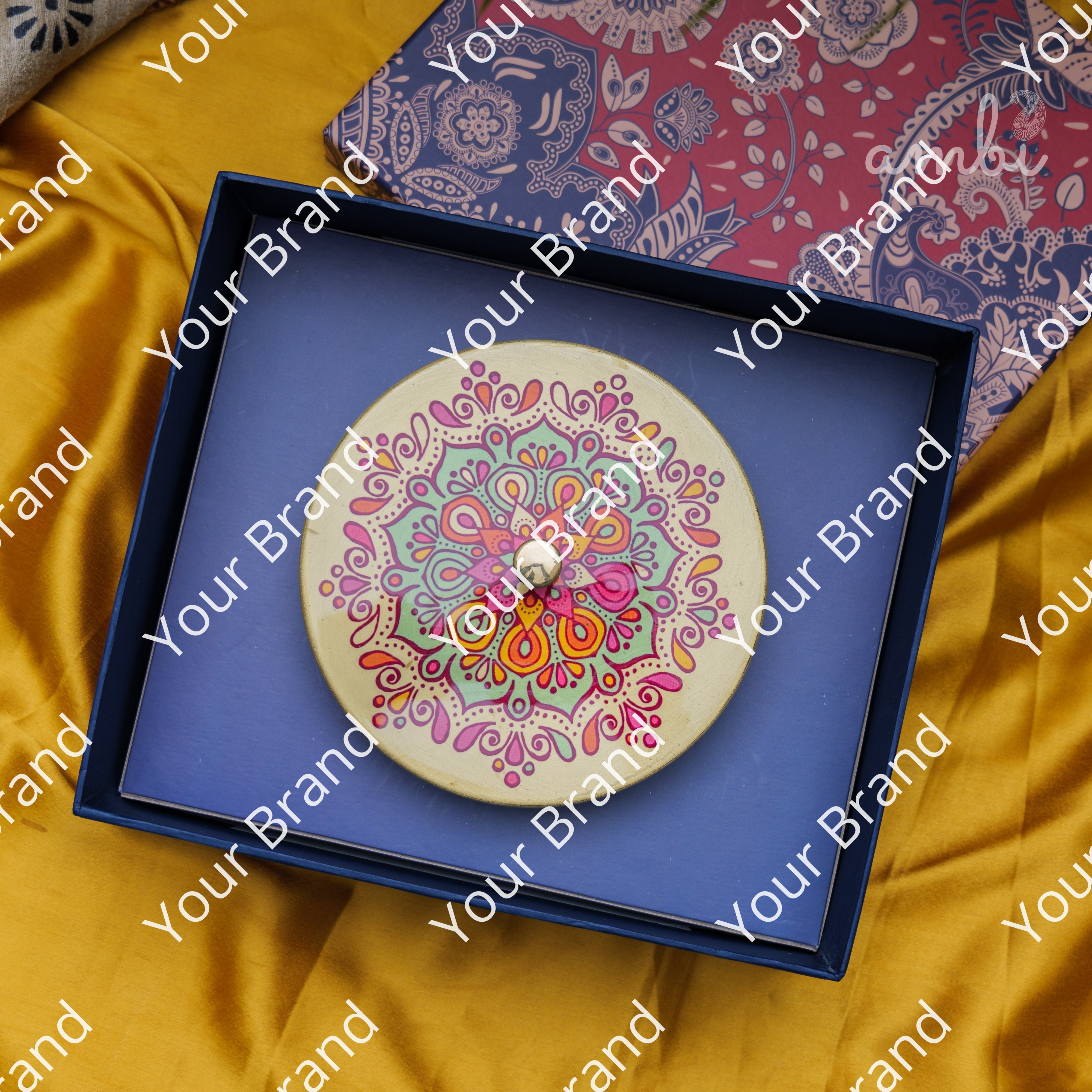 Ambi Gift of Sweetness : 1 Pure Brass Floral Hand-Painted Finish Box - 6.5 Inch