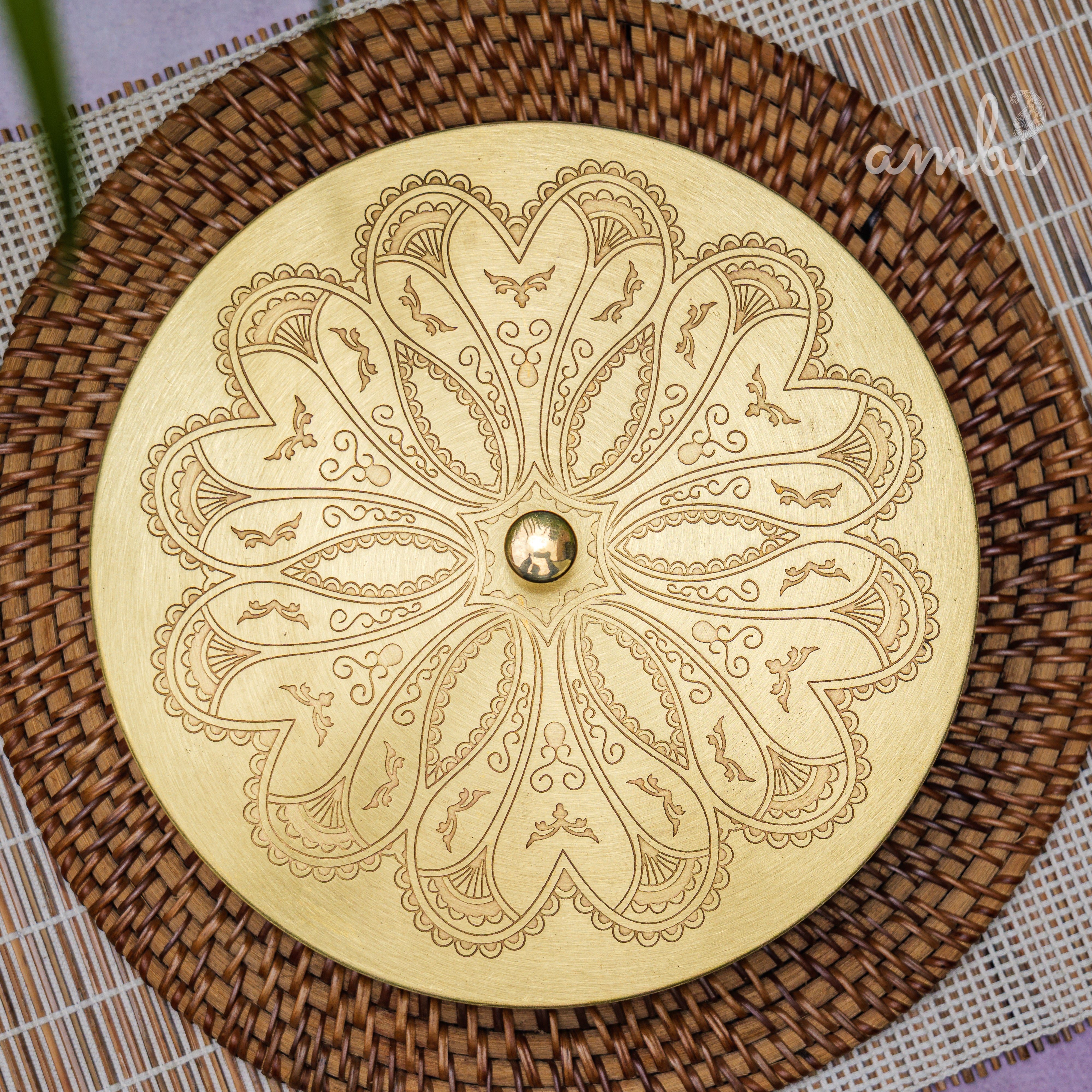 Ambi Pure Brass Finely Etched Spice Chest Masala Daani - Heavy Make