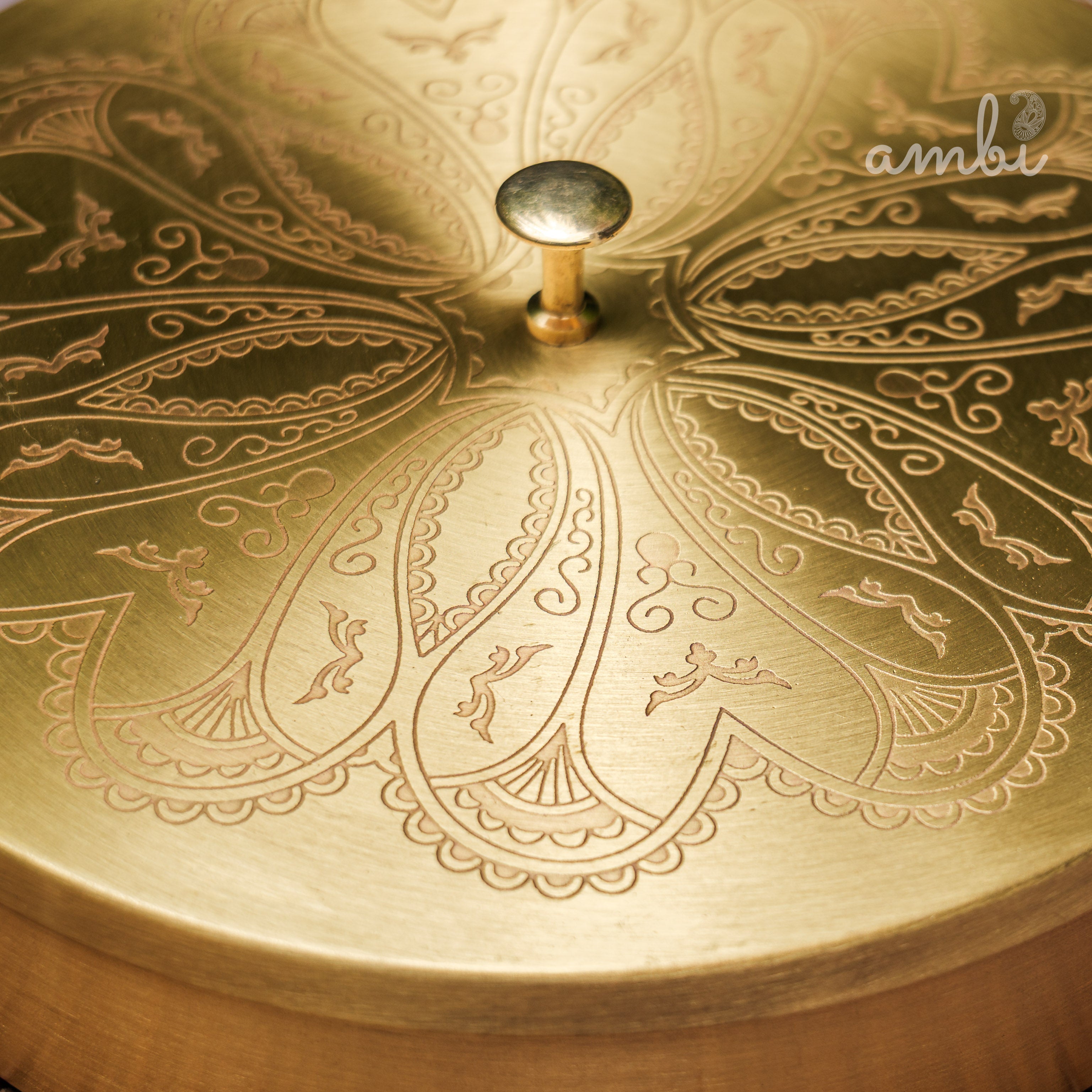 Ambi Pure Brass Finely Etched Spice Chest Masala Daani - Heavy Make