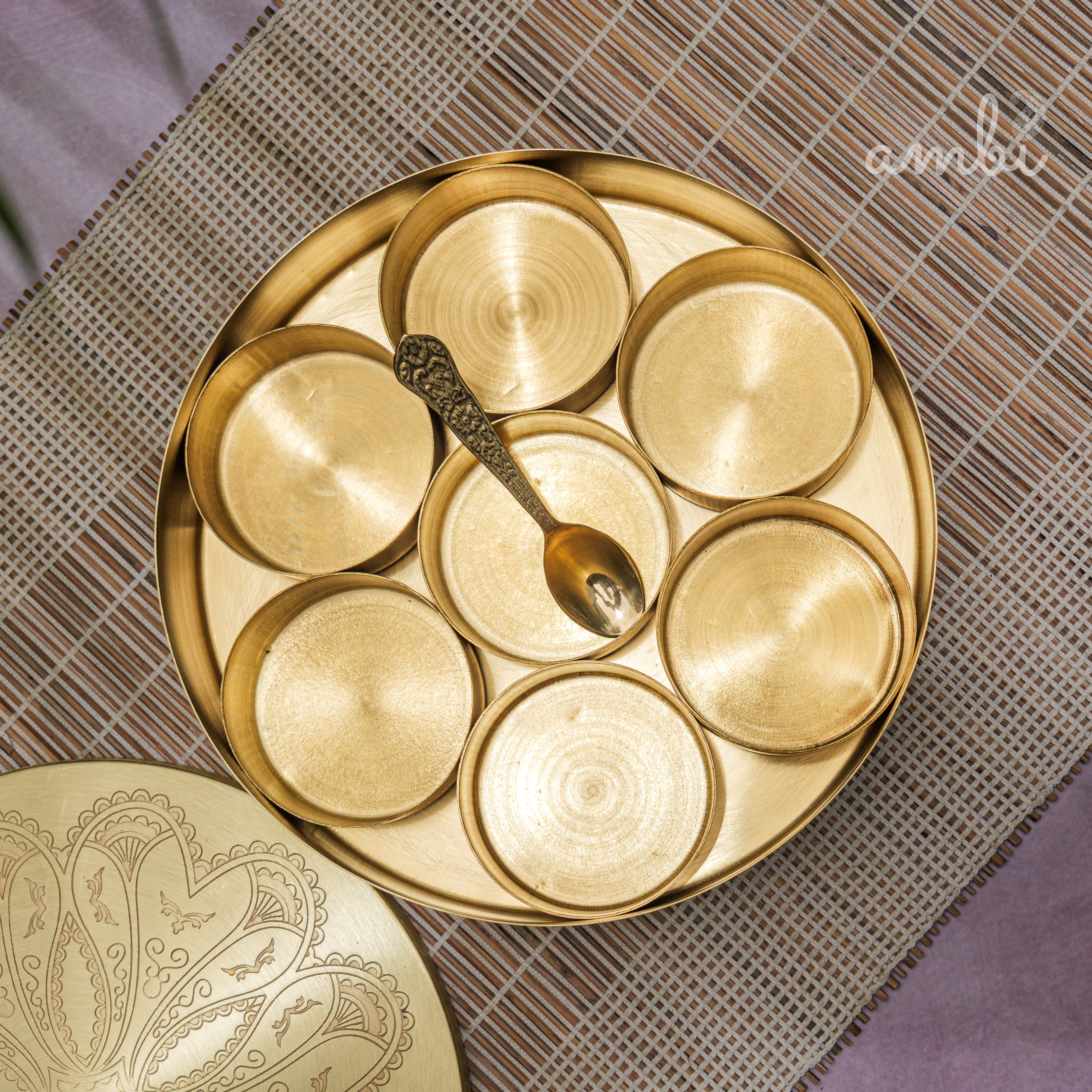 Ambi Pure Brass Finely Etched Spice Chest Masala Daani - Heavy Make