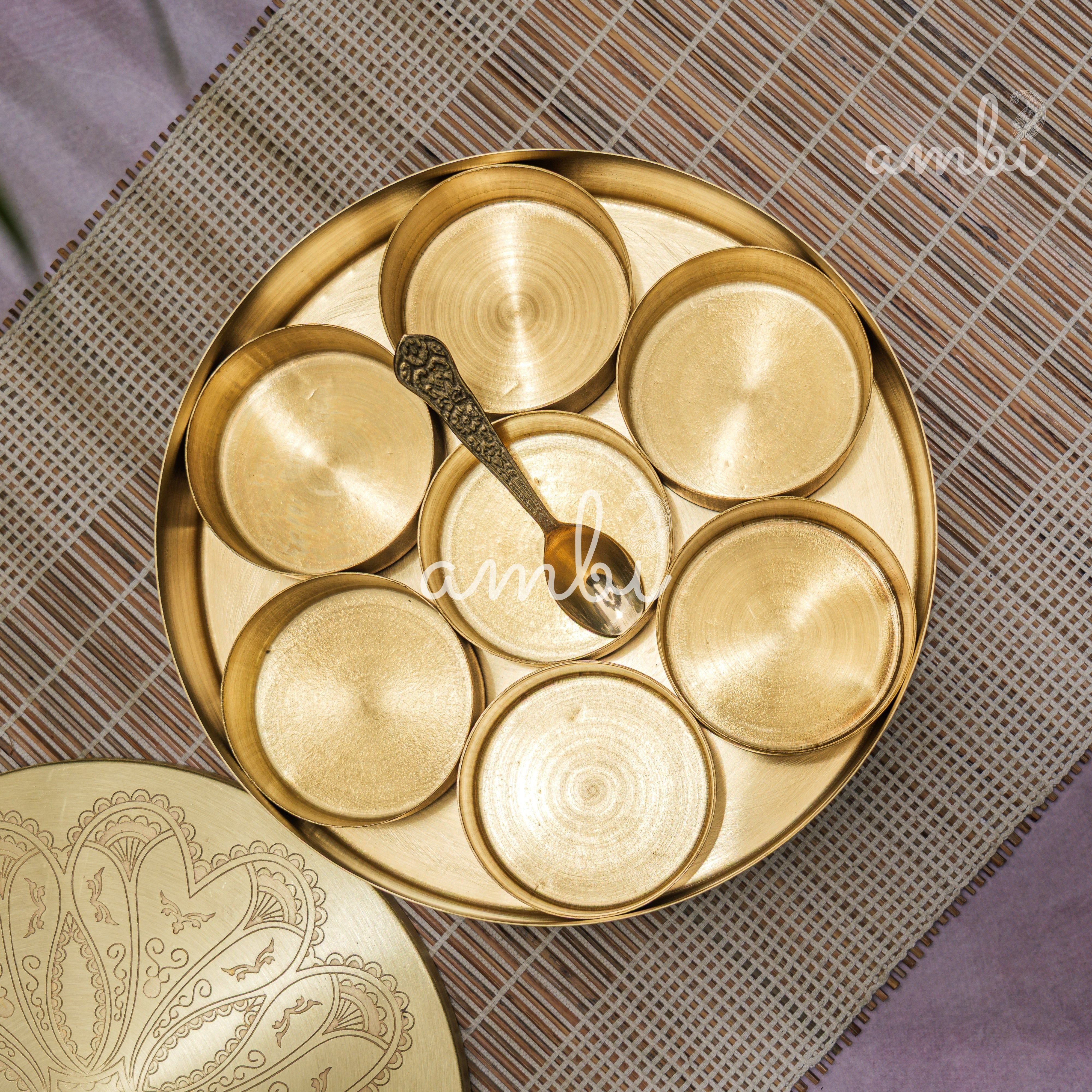 Ambi Pure Brass Finely Etched Spice Chest Masala Daani - Heavy Make