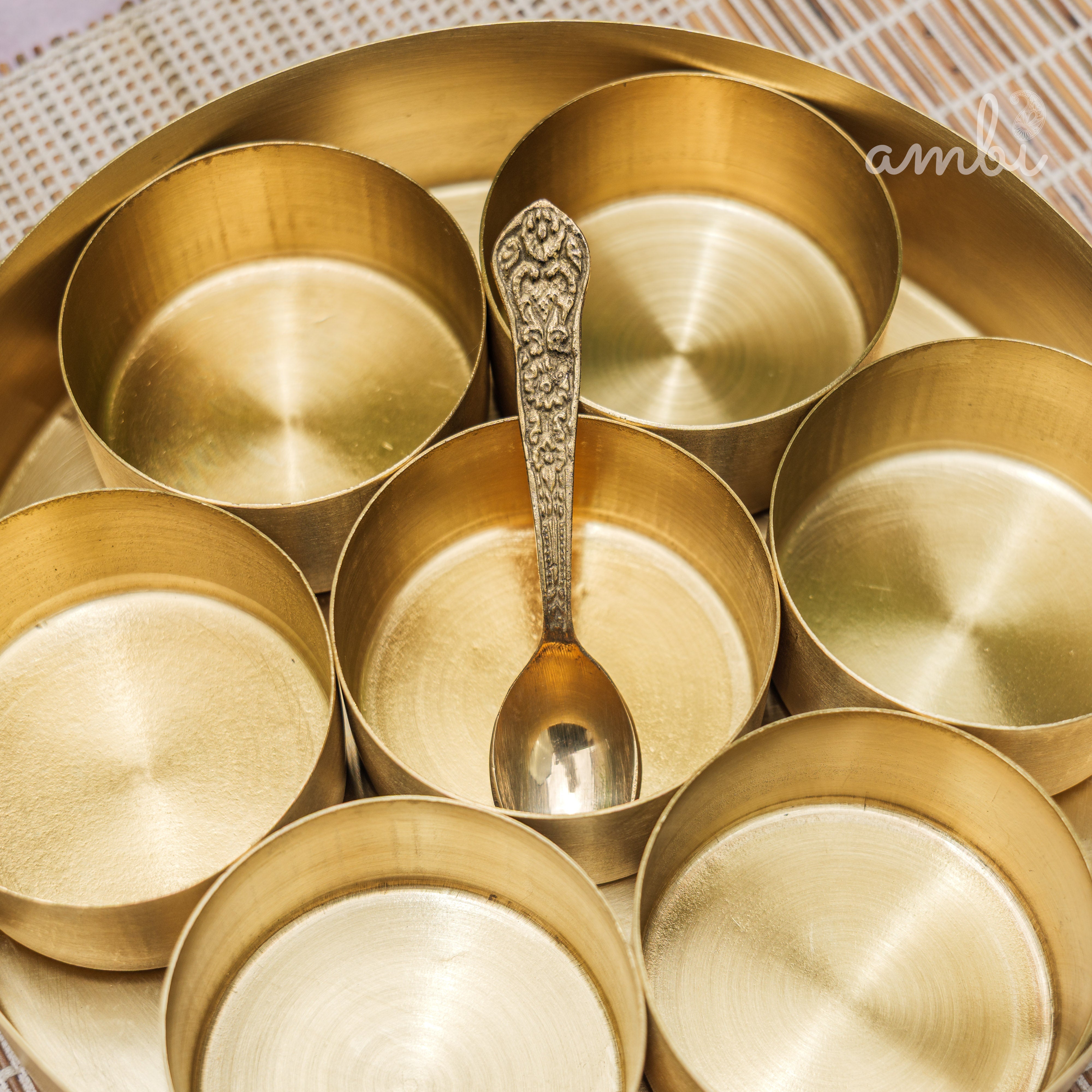Ambi Pure Brass Finely Etched Spice Chest Masala Daani - Heavy Make
