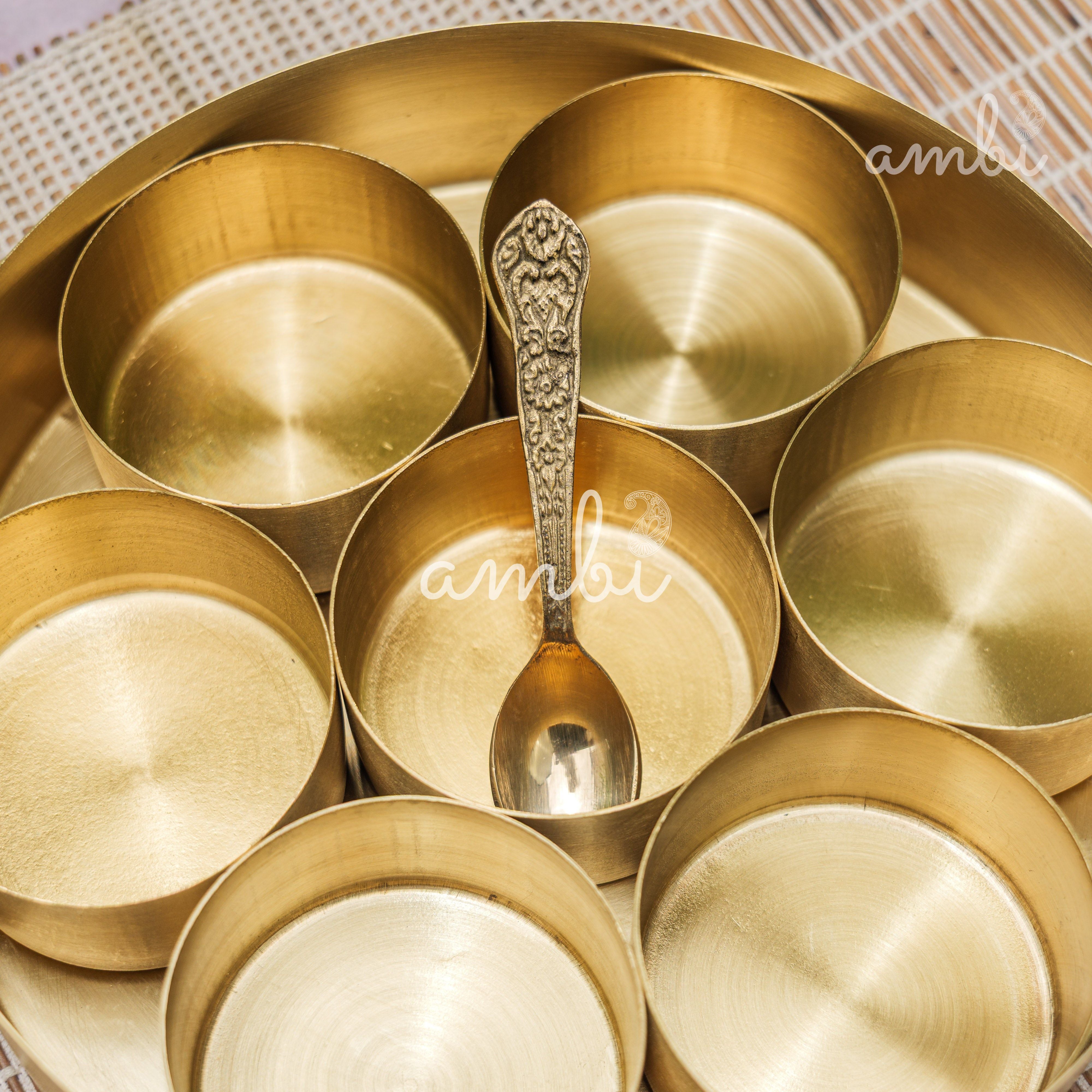 Ambi Pure Brass Finely Etched Spice Chest Masala Daani - Heavy Make