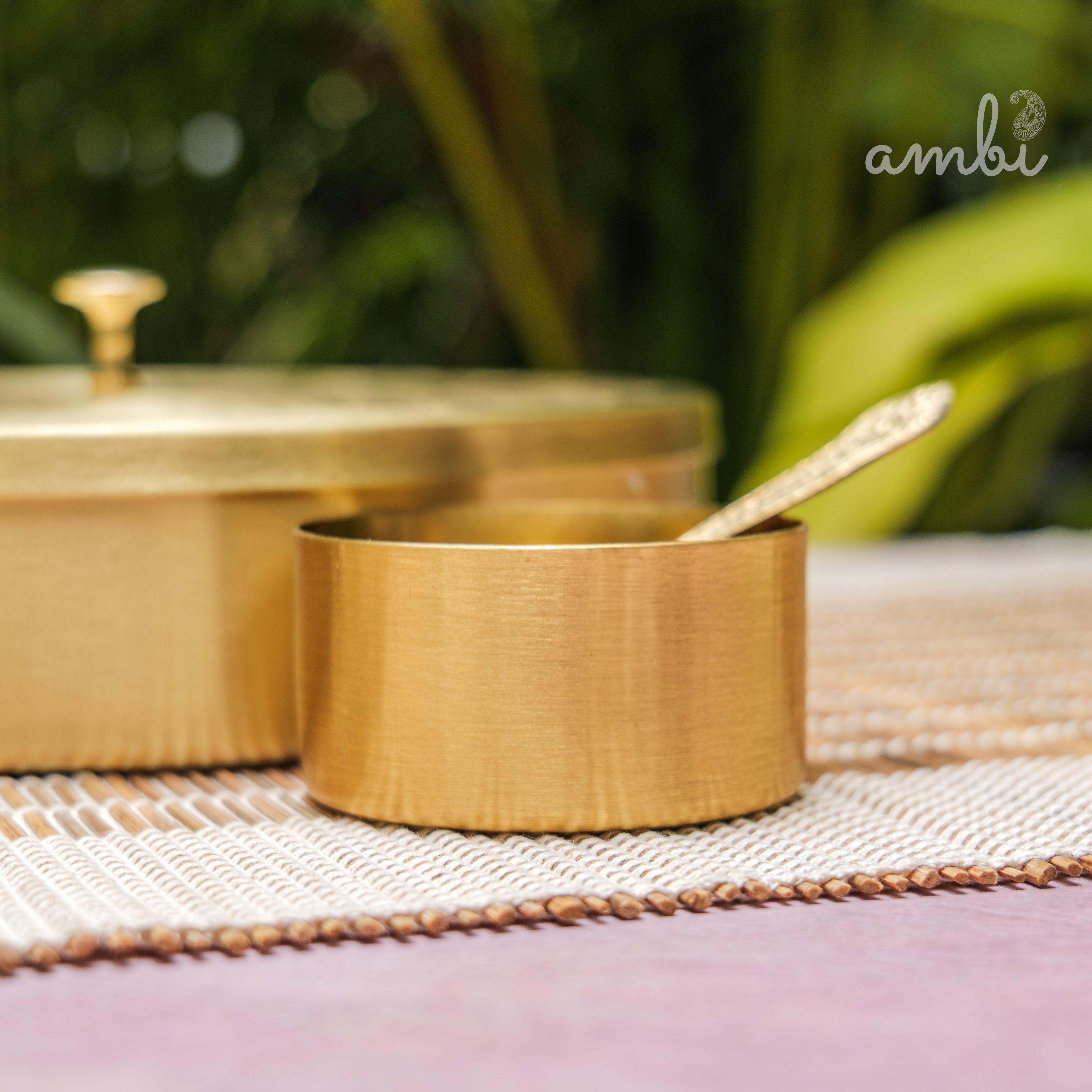Ambi Pure Brass Finely Etched Spice Chest Masala Daani - Heavy Make