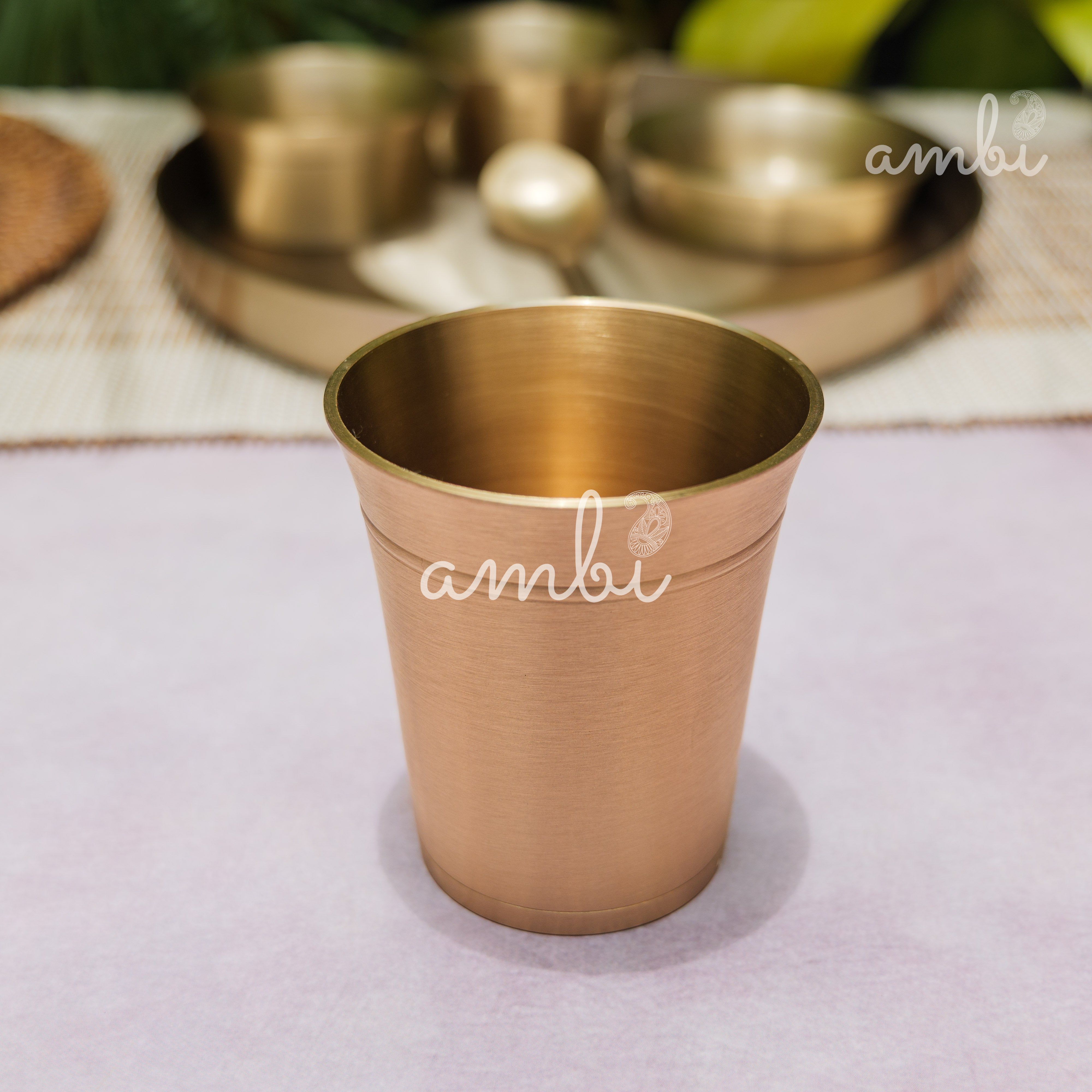 Ambi Pure 100% Lead Free Kansa Ethnic 'Fluid Grace' Thali Set of 6 Pieces - Heavy Make, Stackable Space-Saving Design