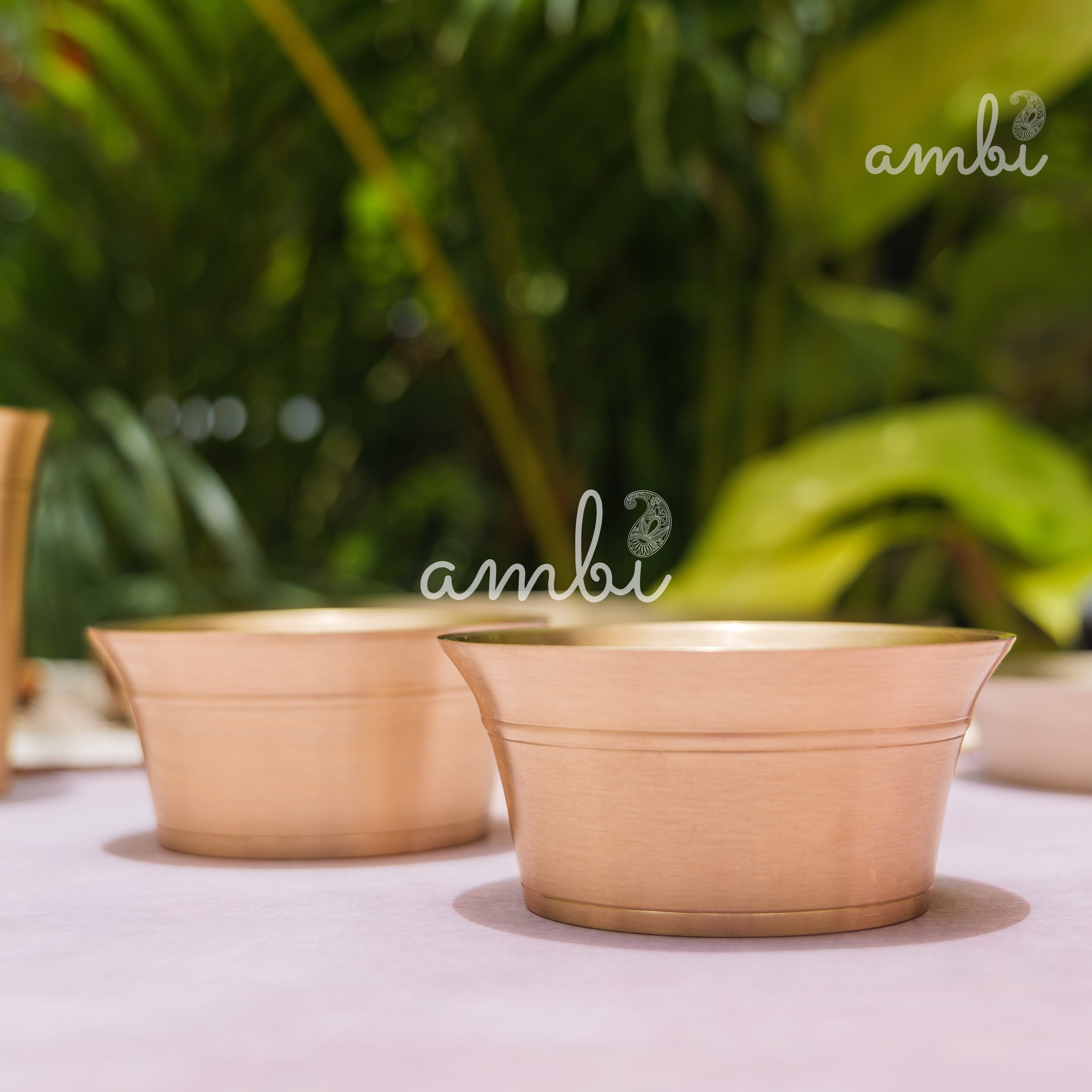 Ambi Pure 100% Lead Free Kansa Ethnic 'Fluid Grace' Thali Set of 6 Pieces - Heavy Make, Stackable Space-Saving Design