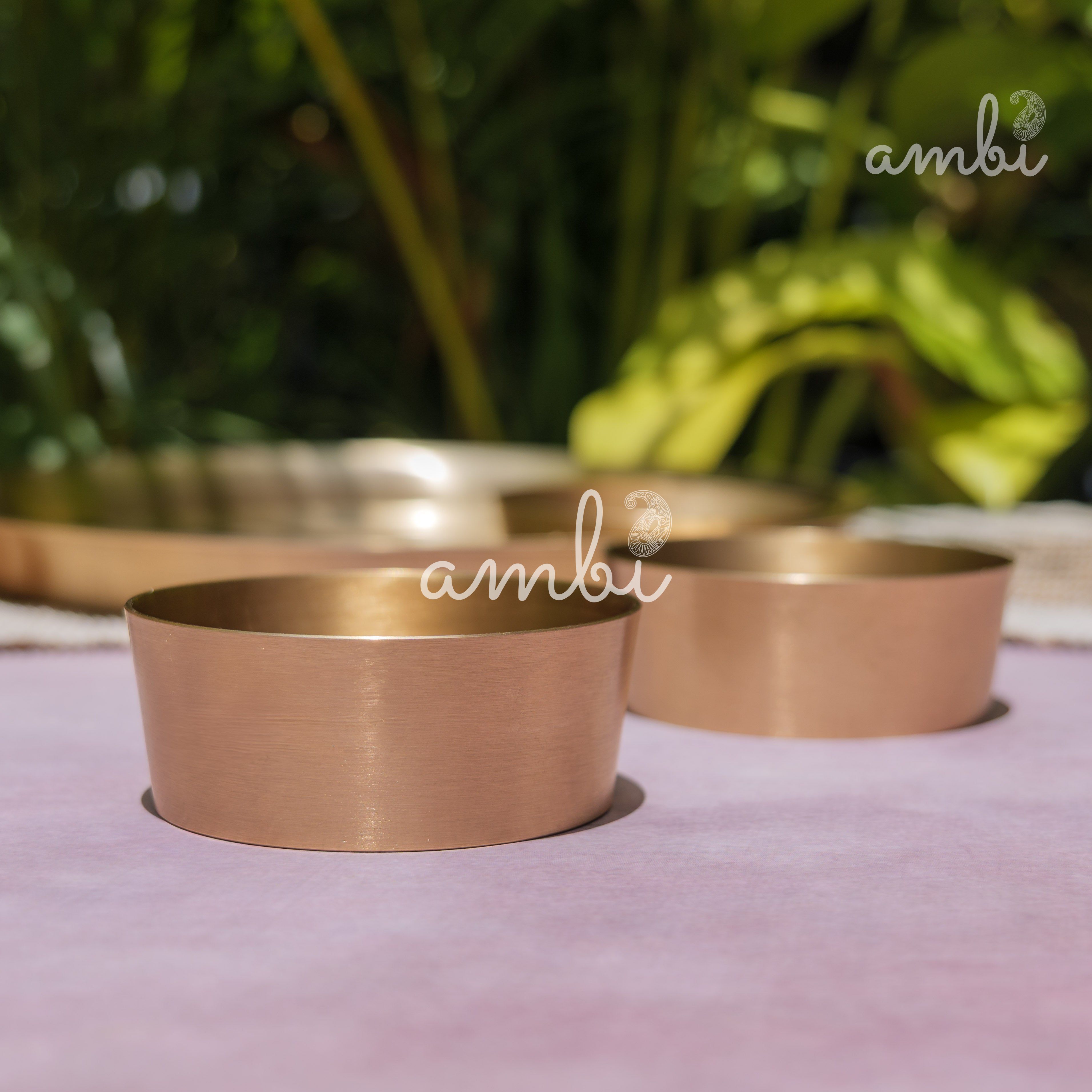 Ambi Pure 100% Lead-Free Kansa 'Ultra Sleek' Thali Set – 6 Pieces - Eating the Ayurvedic Way