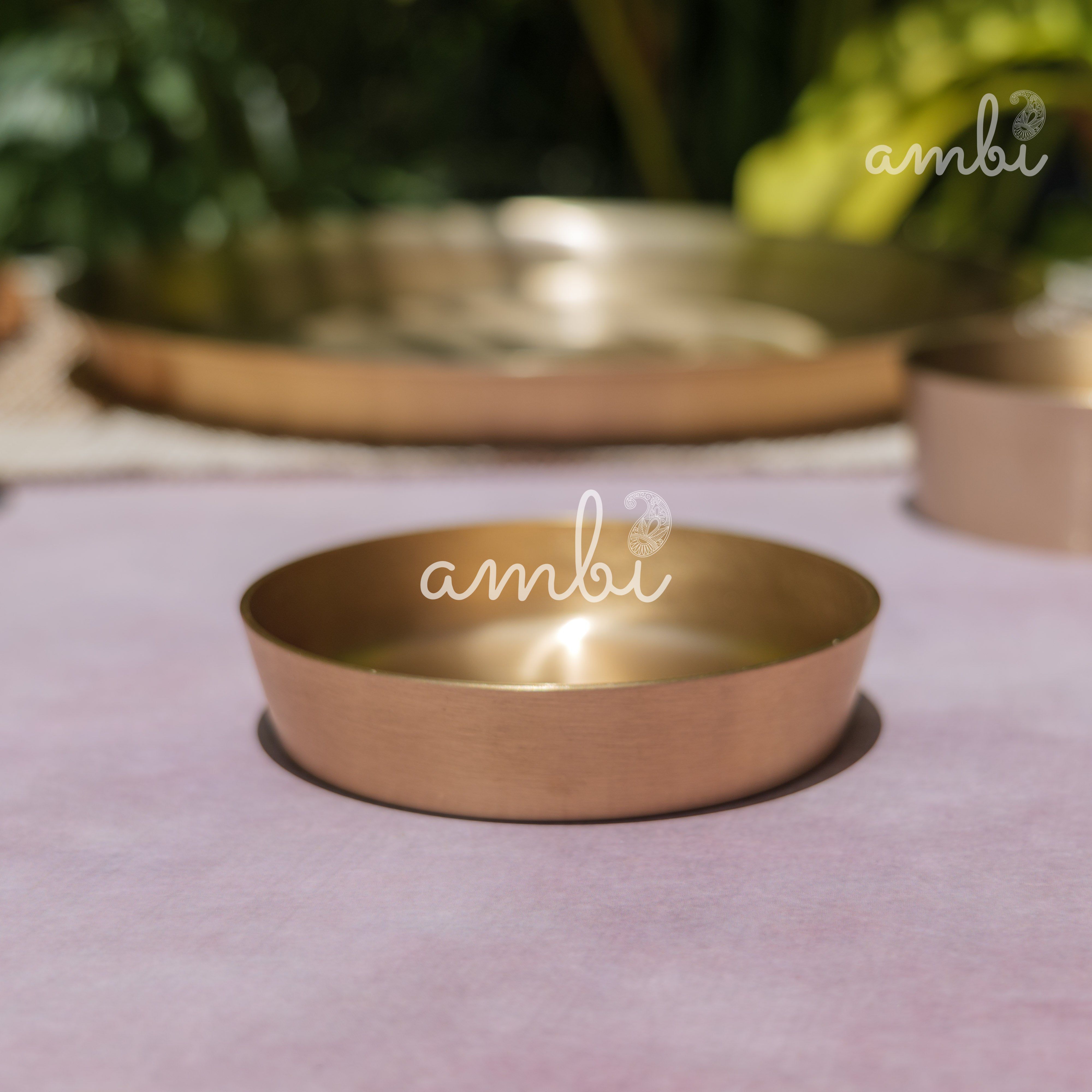 Ambi Pure 100% Lead-Free Kansa 'Ultra Sleek' Thali Set – 6 Pieces - Eating the Ayurvedic Way