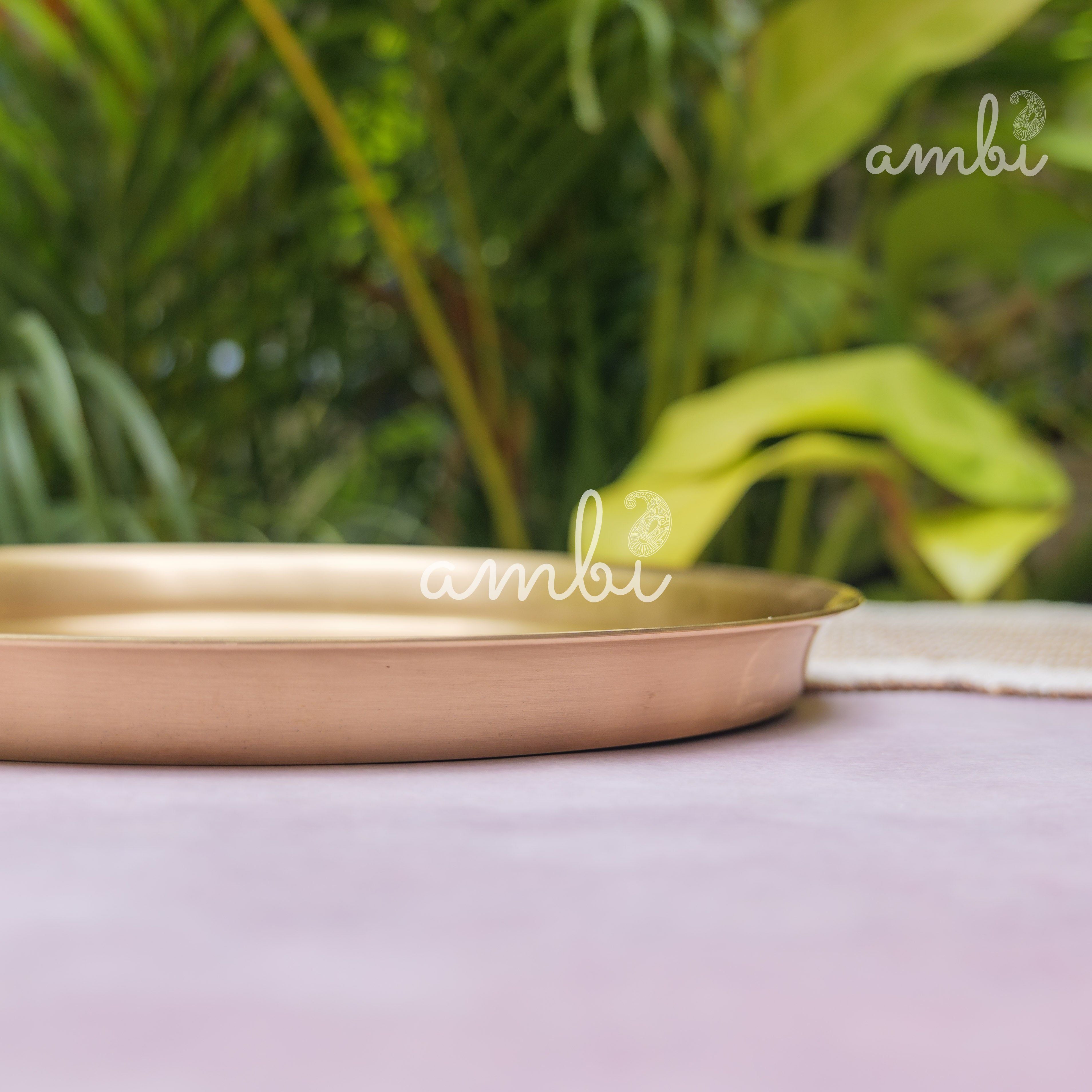 Ambi Pure 100% Lead-Free Kansa 'Ultra Sleek' Thali Set – 6 Pieces - Eating the Ayurvedic Way