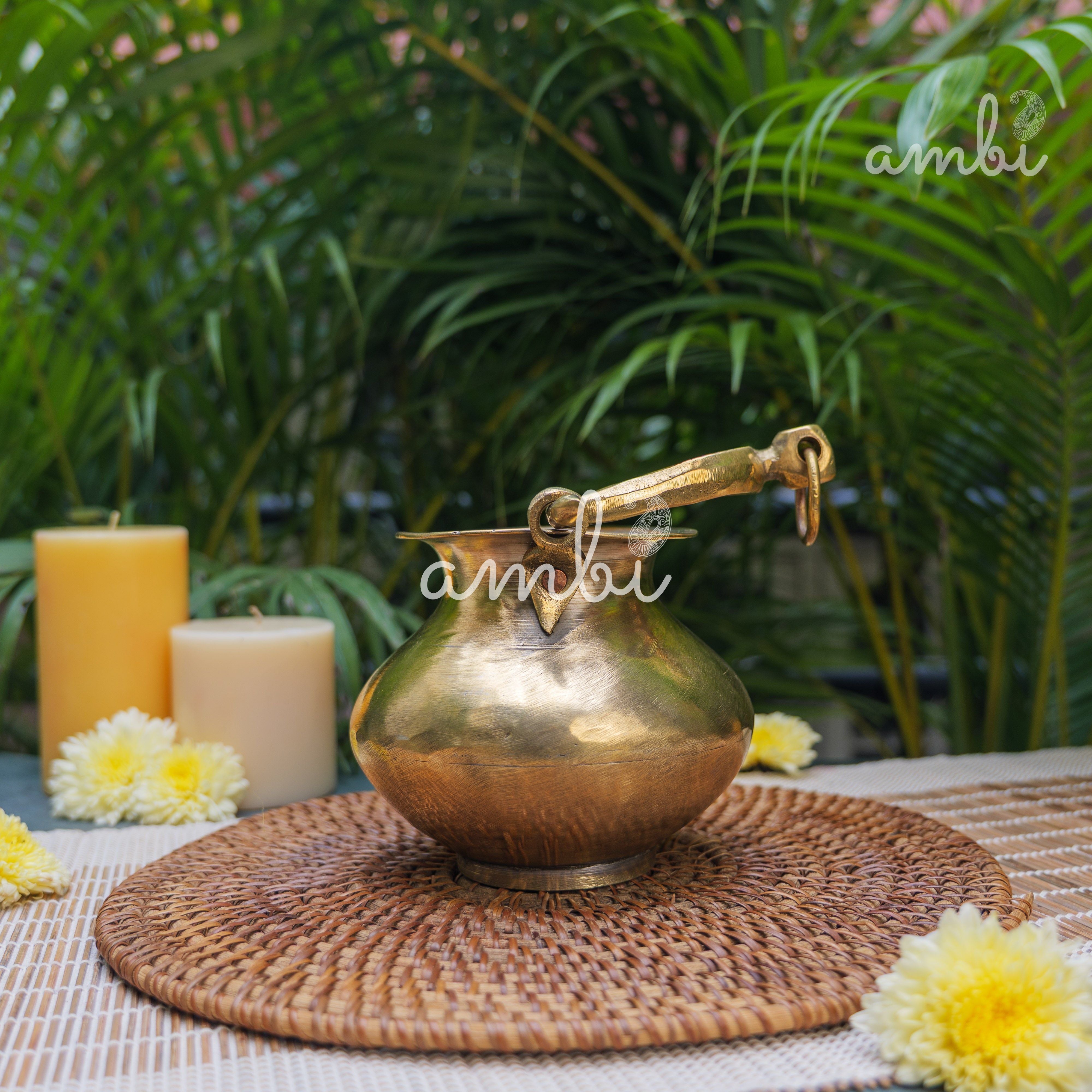 Handcrafted Vintage Heritage Brass Lota With Hanging Loop