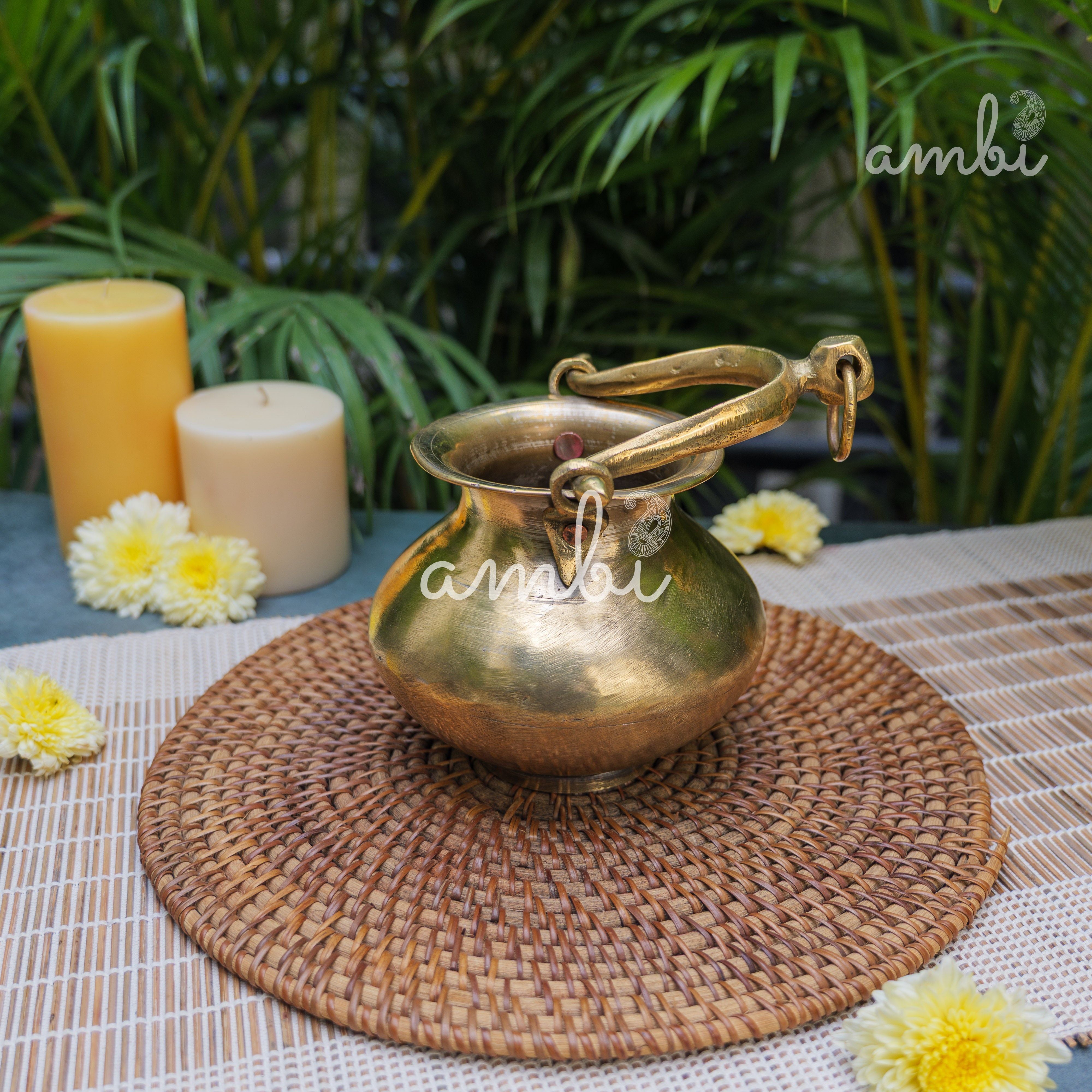 Handcrafted Vintage Heritage Brass Lota With Hanging Loop